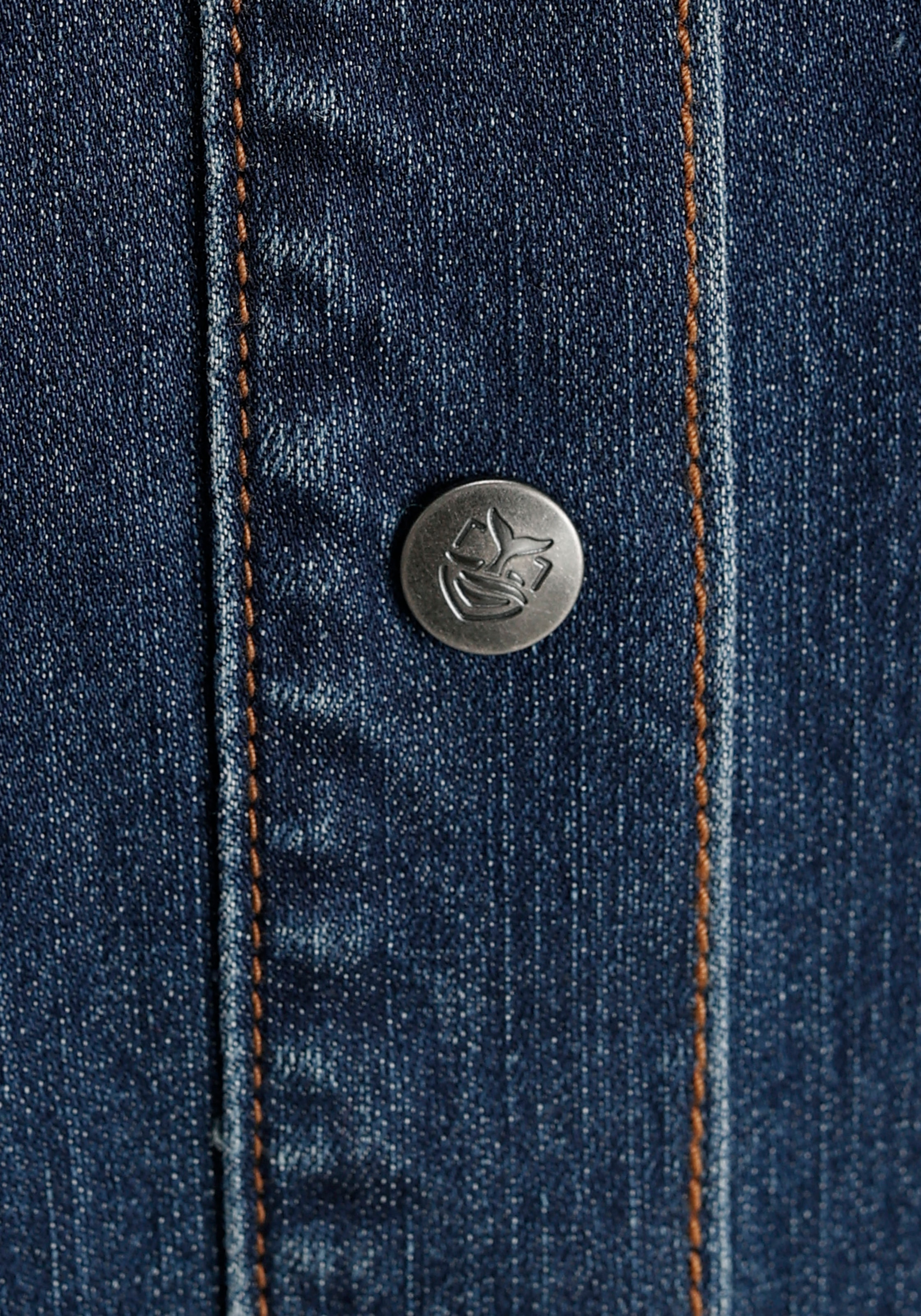 DELMAO Jeansbluse, mit kleinem Logo-Print auf der Brust - NEUE MARKE!