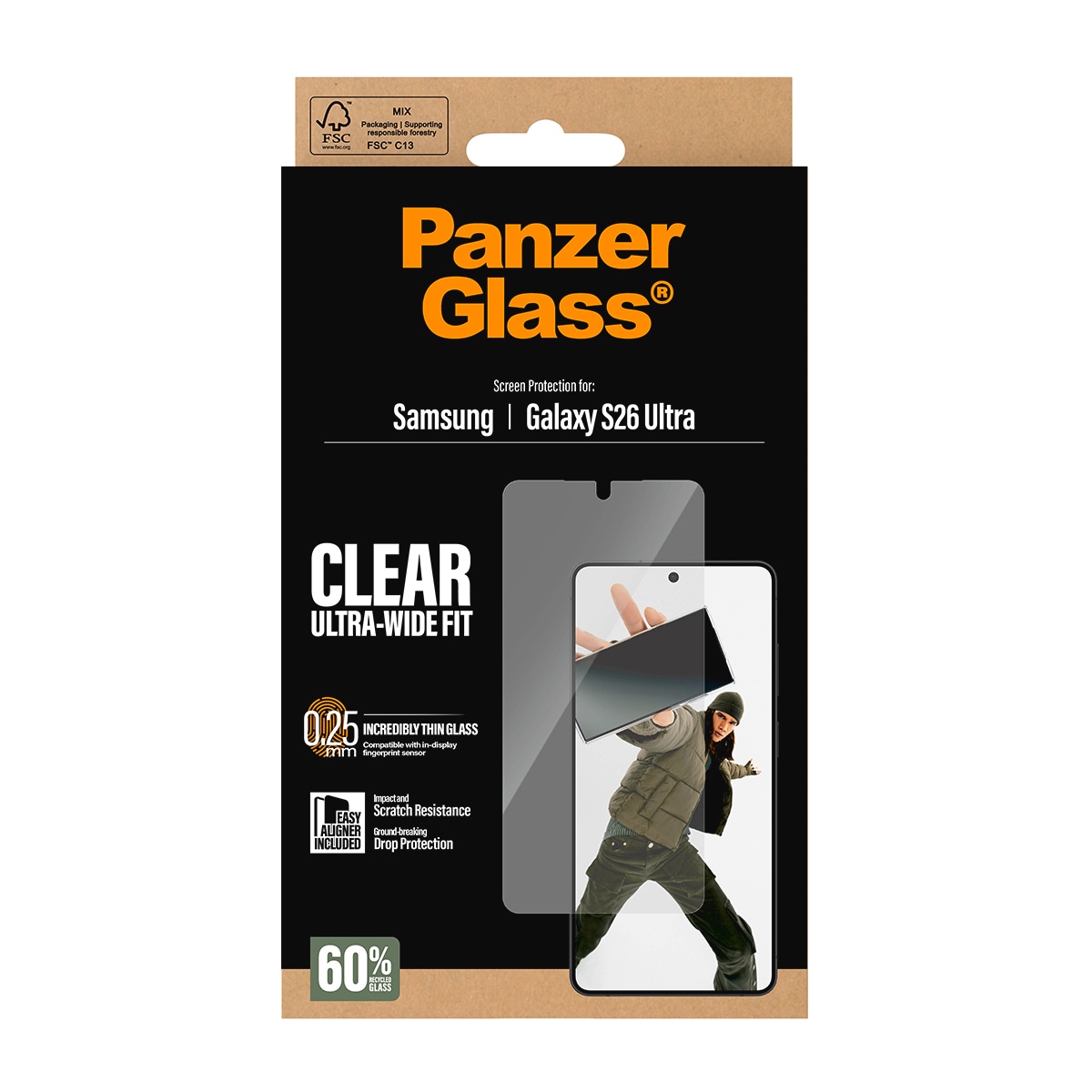 CARE by PanzerGlass Displayschutzglas »Ultra-Wide Fit Screen Protector« für Samsung Galaxy S26 Ultra Displayschutzfolie, Schutzfolie, Bildschirmschutz, kratz- & stoßfest