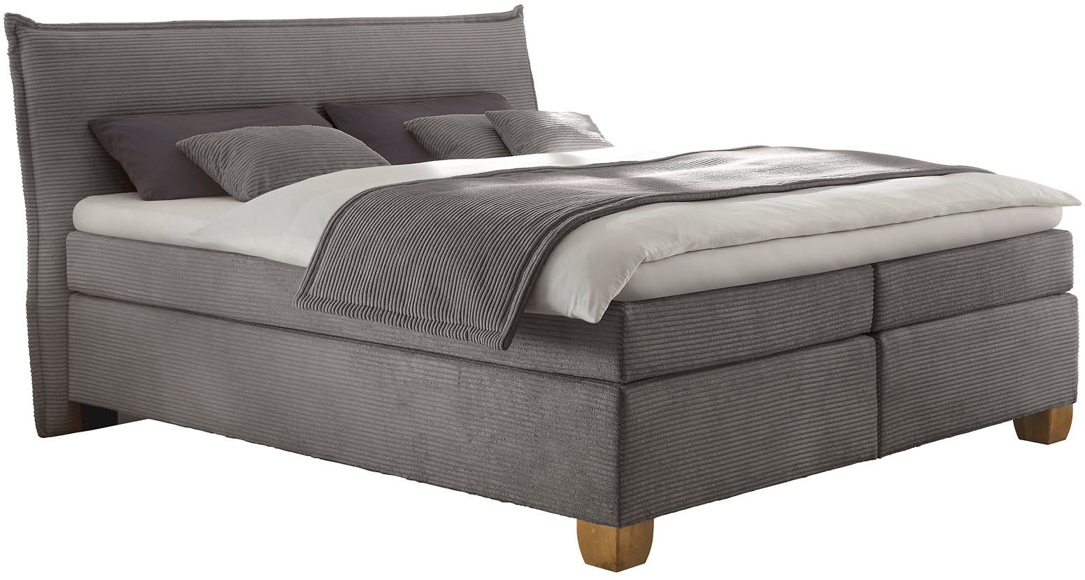 hapo Boxspringbett »Helsinki in verschiedenen Breiten und Härtegraden erhältlich« Bett mit samtartigem Stoff bezogen, inkl. Topper