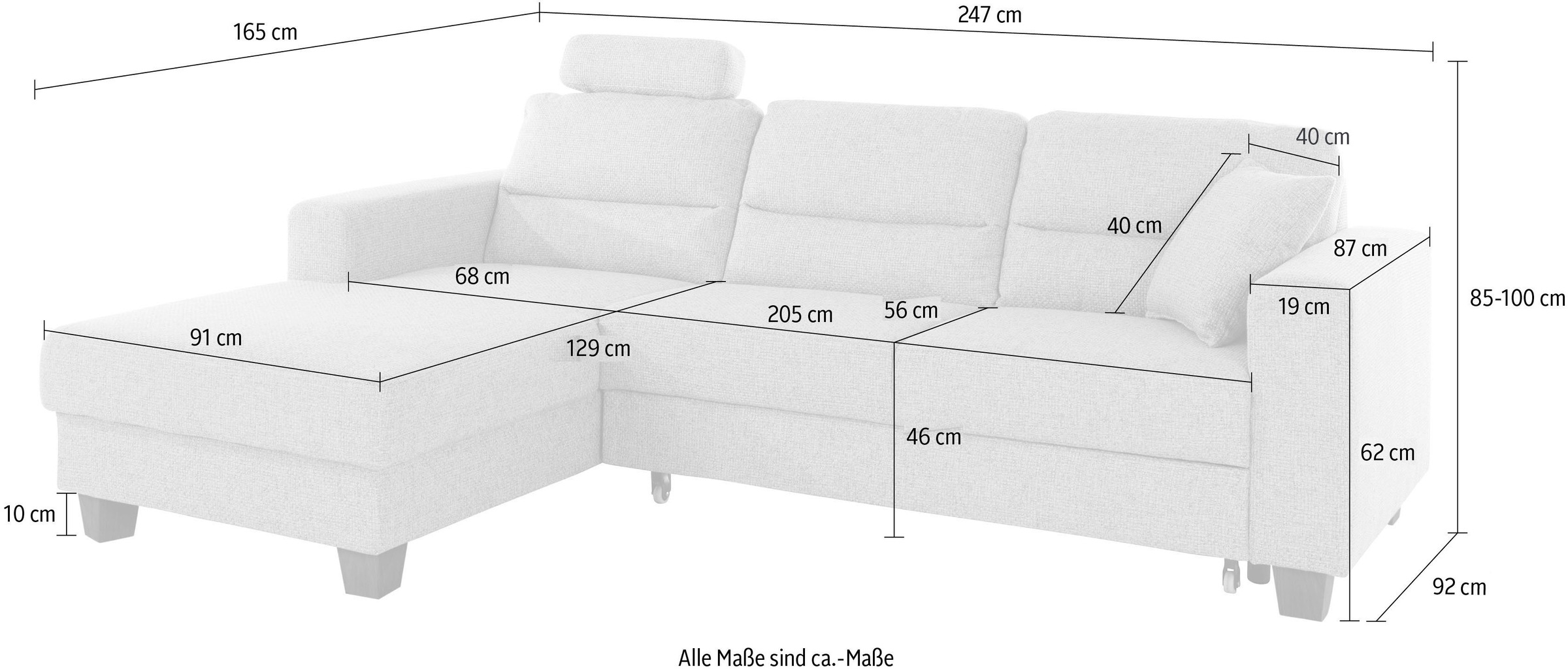 TRENDMANUFAKTUR Ecksofa »Chamber, zeitlos und modern, hoher Sitzkomfort, L-Form« wahlweise mit Schlaffunktion