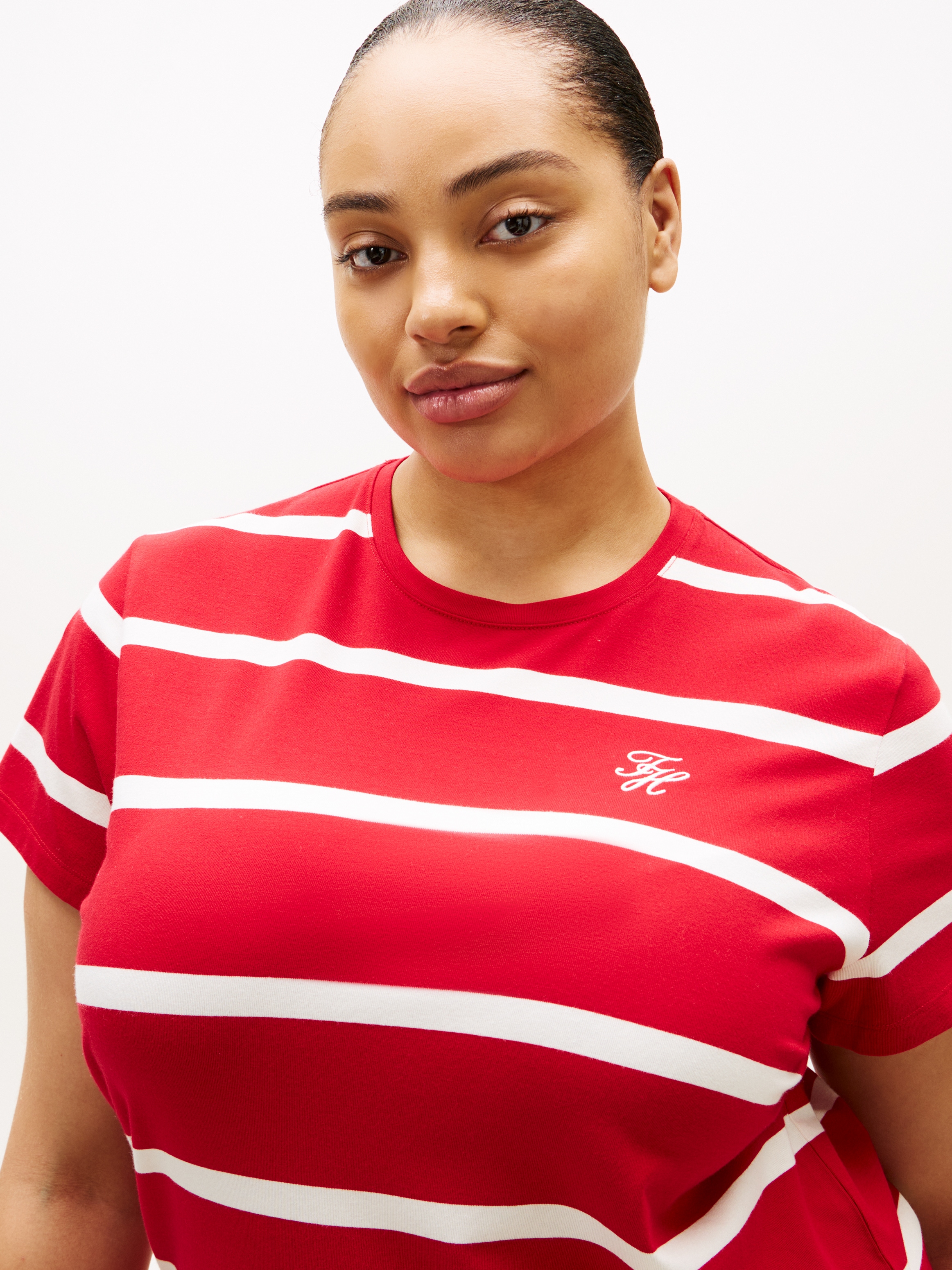 Tommy Hilfiger Curve Kurzarmshirt »CRV TH SCRIPT REG C-NK SS TEE« in großen Größen