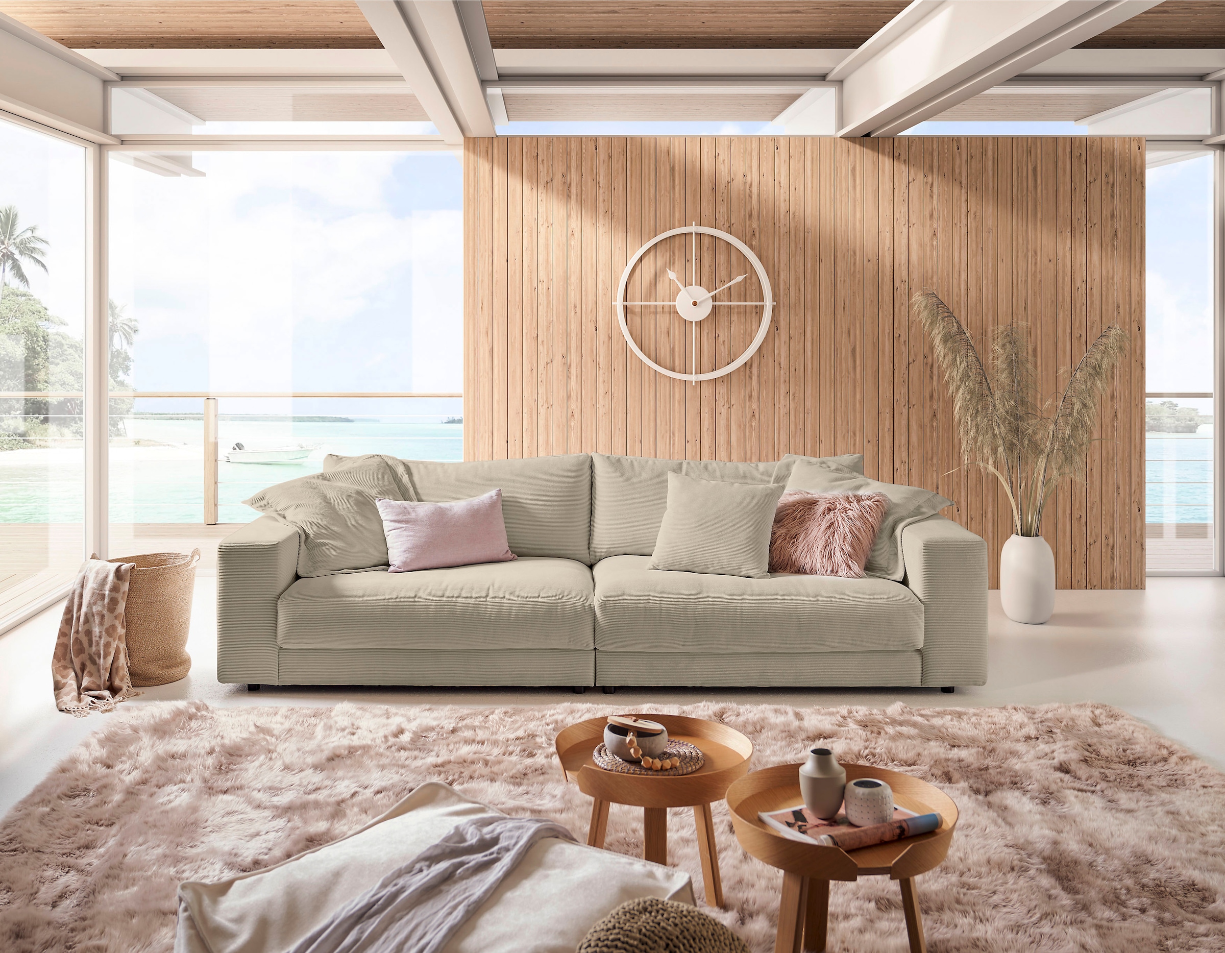 Places of Style Big-Sofa »Enisa, legere Polsterung B/T/H: 290/127/85 cm«, Zeitloses und stylisches Loungemöbel, in Fein- und Breitcord