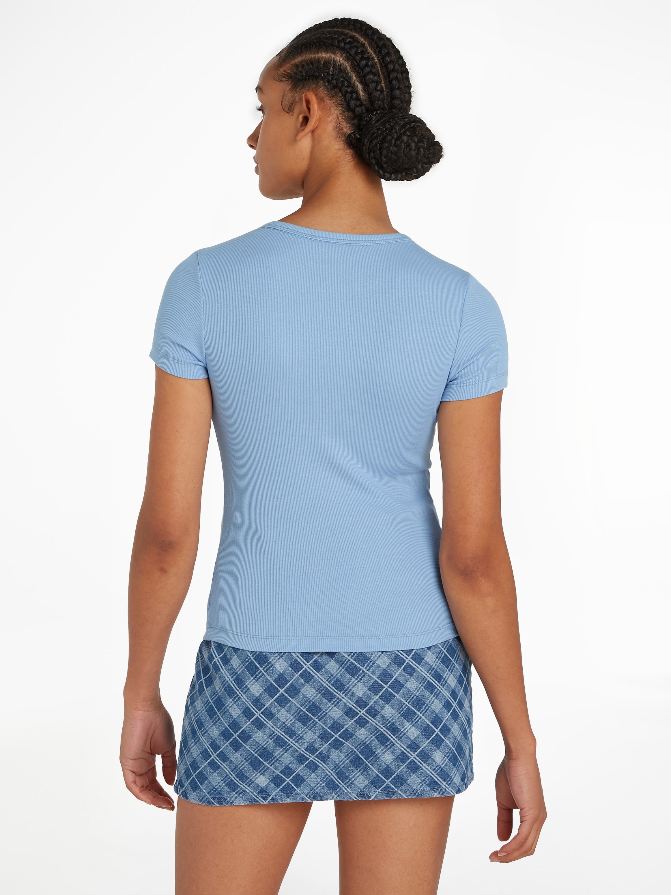 Tommy Jeans T-Shirt »TJW SLIM BADGE RIB TEE«, in Rippoptik