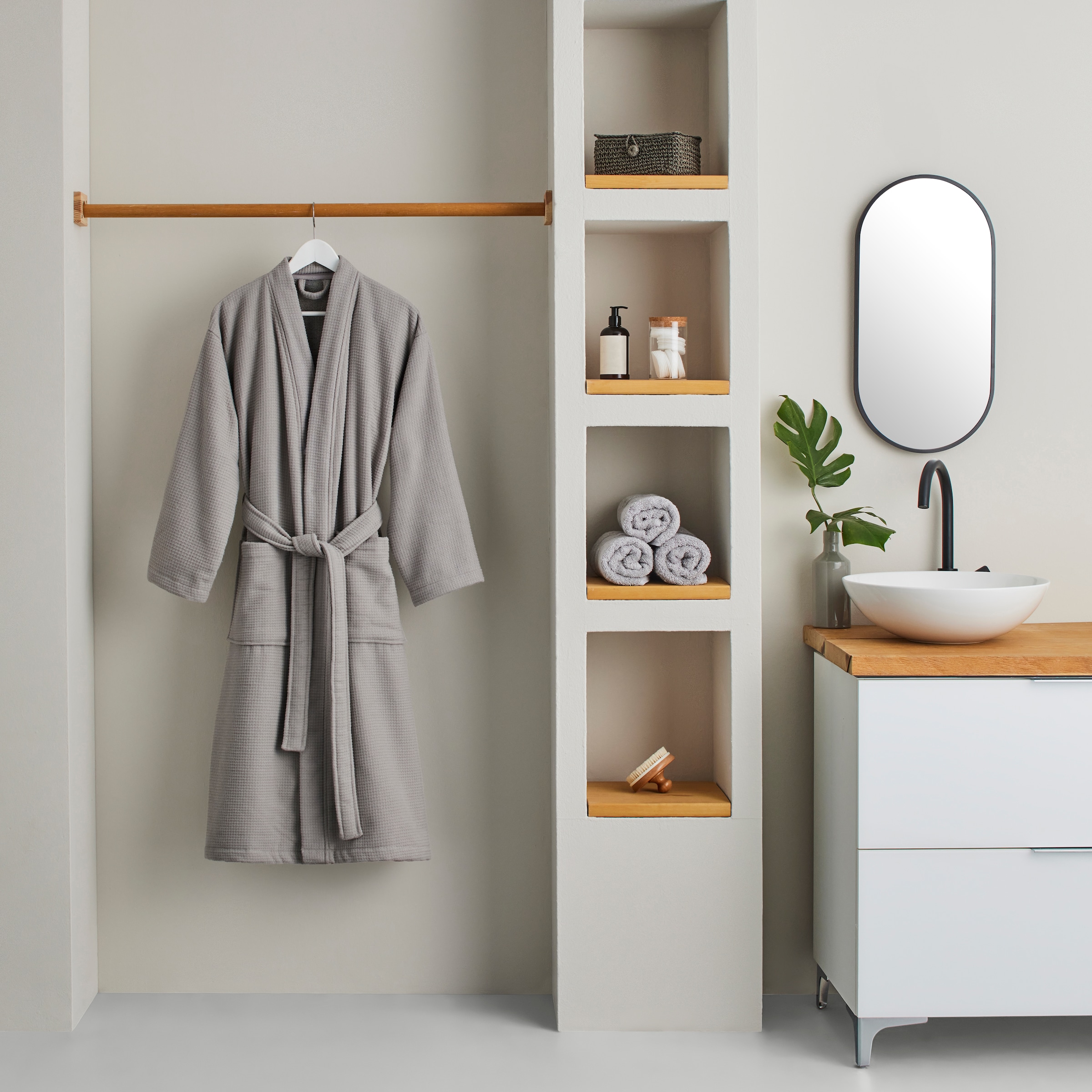 my home Unisex-Bademantel »Merida, Waffelpiqué, Premium Qualität, 500 g/m², Morgenmantel« 1 Stk. Hotelbademantel, dicke Qualität, S-2XL, auch ideal für Sauna & Spa