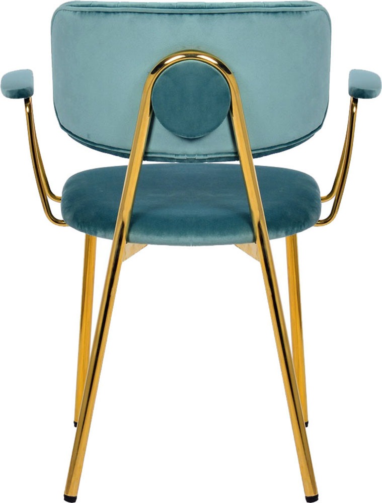 Kayoom Polsterstuhl »Stuhl Giselle 225 2er-Set, Gestell aus Edelstahl«, (Set), 2 St., mit Armlehnen, goldenes Gestell aus Edelstahl, Samtbezug, Ziernähte