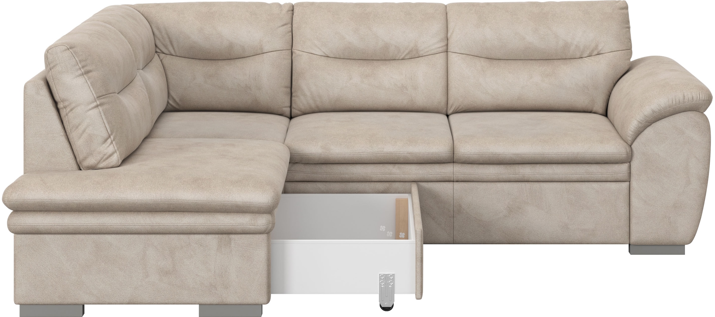 COTTA Ecksofa »Leandra L-Form«, wahlweise mit Bettfunktion & Bettkasten