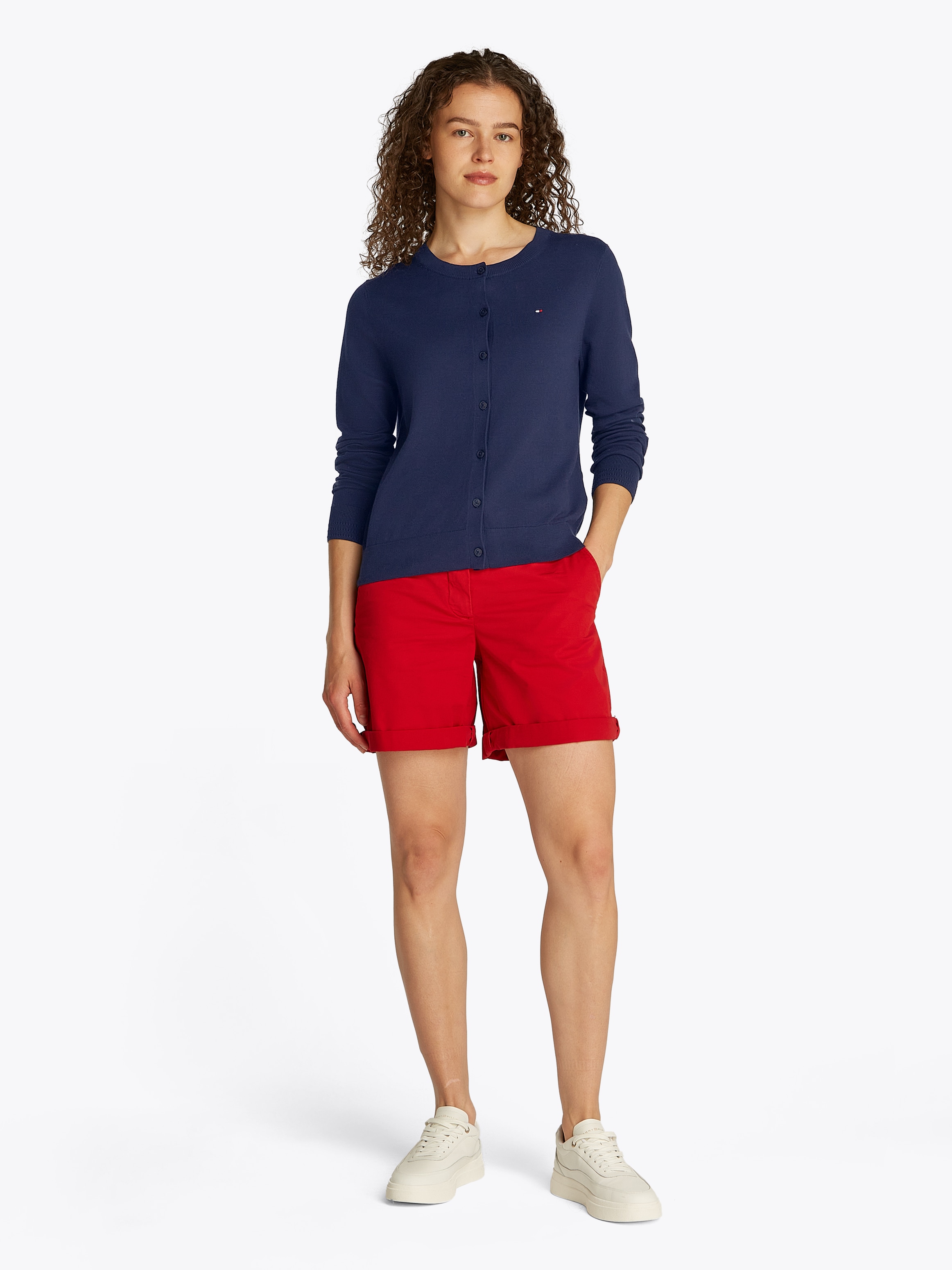 Tommy Hilfiger Cardigan »CO JERSEY STITCH CARDIGAN«, mit Logostickerei