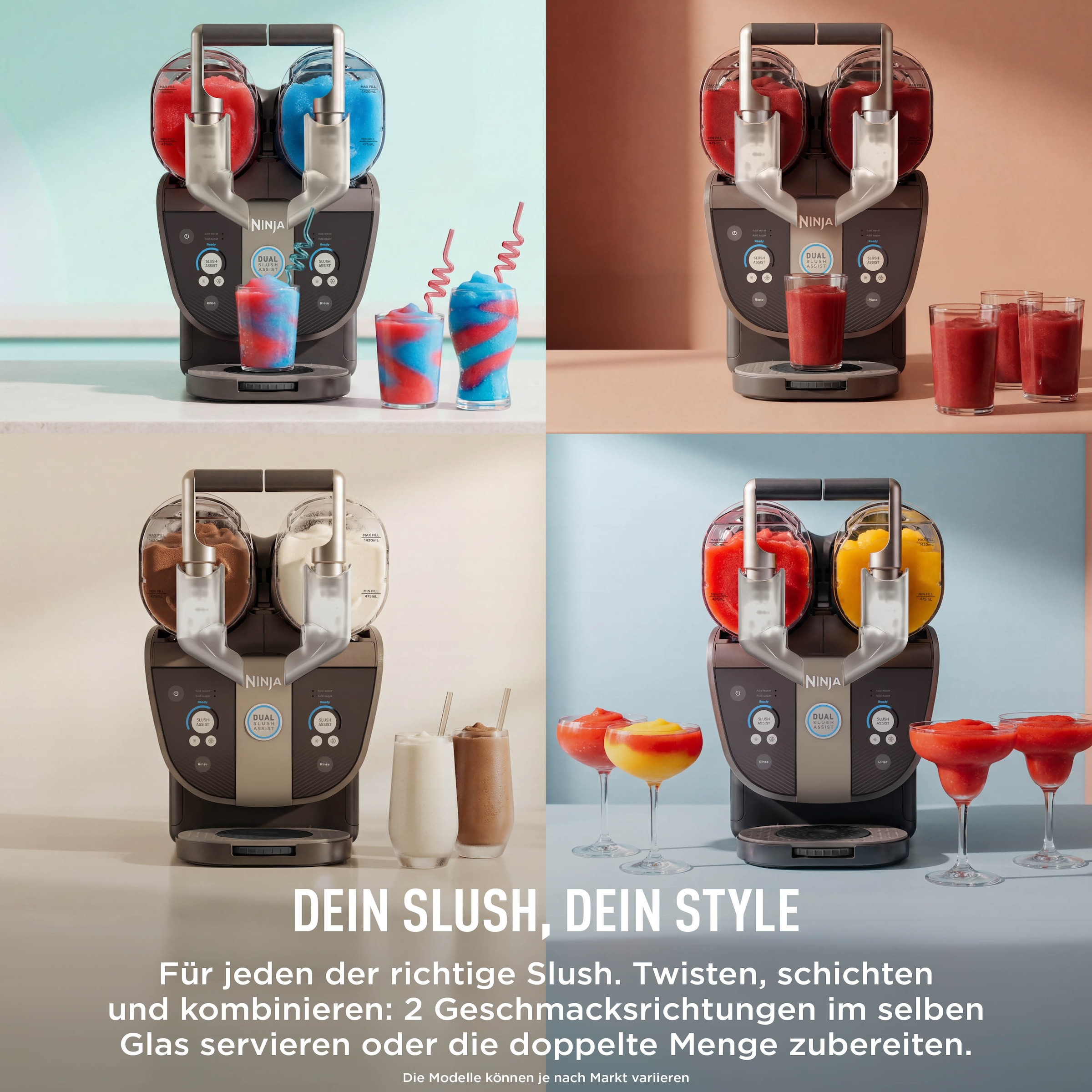 NINJA Slush-Eismaschine »SLUSHi Twist, 2-in-1 SLUSHi Maschine, Dual-SlushAssist-Technologie« 1,42 l 500 W 2 Behälter für gleichzeitige Zubereitung von zwei Geschmacksrichtungen