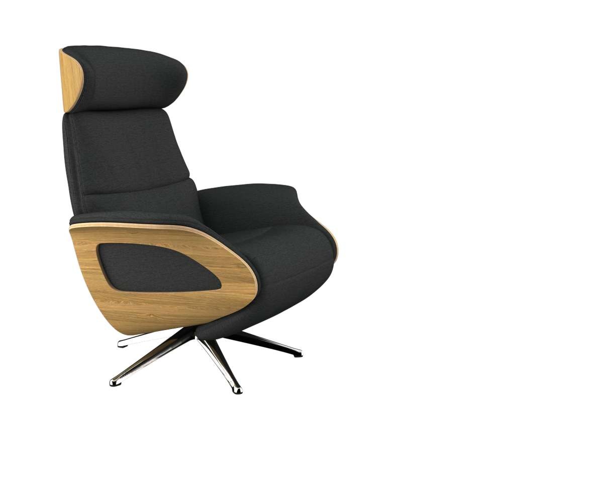FLEXLUX Relaxsessel »Clement elektrischer Funktionsessel«, Größe M, Rücken & Fußteil elektrisch, Akku, Arml. Eiche, Fuß Alu