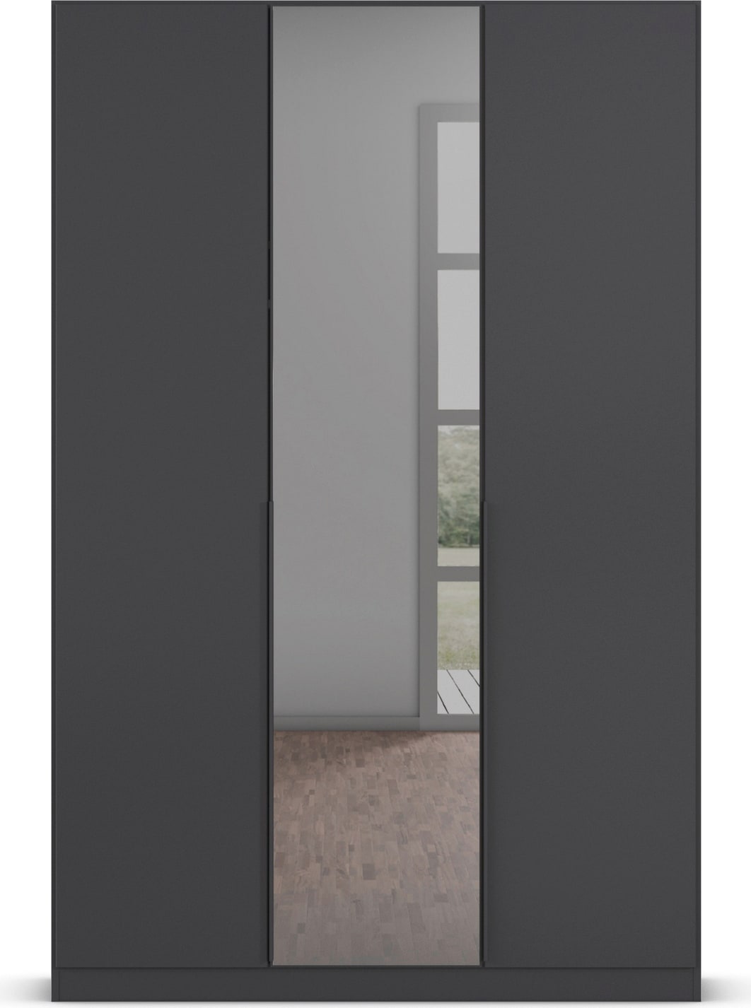 INOSIGN BY RAUCH Drehtürenschrank »Schlafzimmerschrank Kleiderschrank Schrank Garderobe FERRIS« In 3 Ausstattungen BASIC/CLASSIC/PREMIUM, Breiten 136/181/226/271 cm,  Mitteltüren mit hochwertigem Grauspiegel MADE IN GERMANY