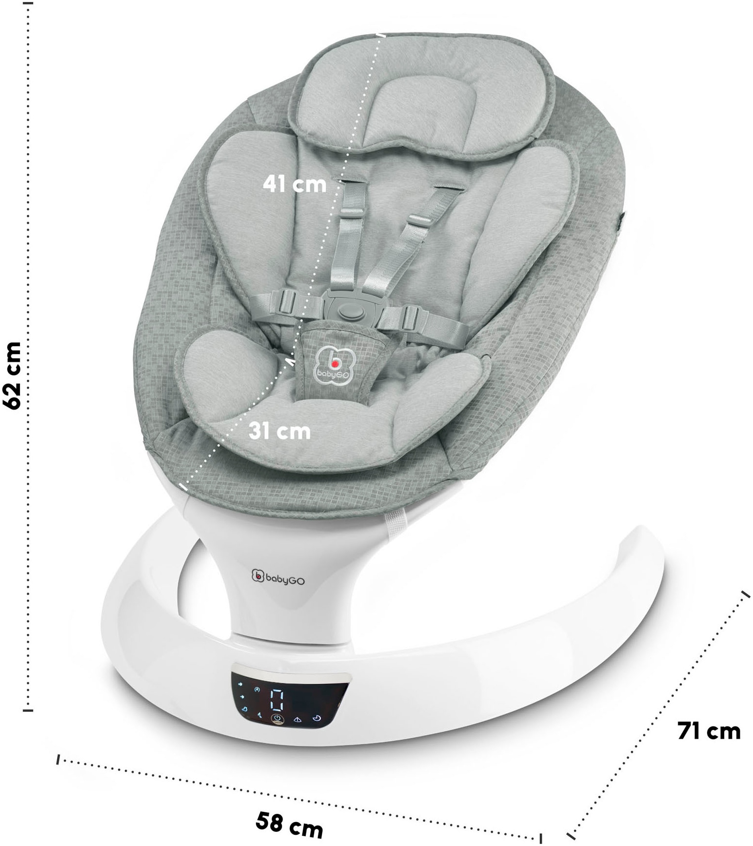 BabyGo Babywippe »Swing« bis 9 kg mit Fernbedienung, Musik, Schaukelfunktion