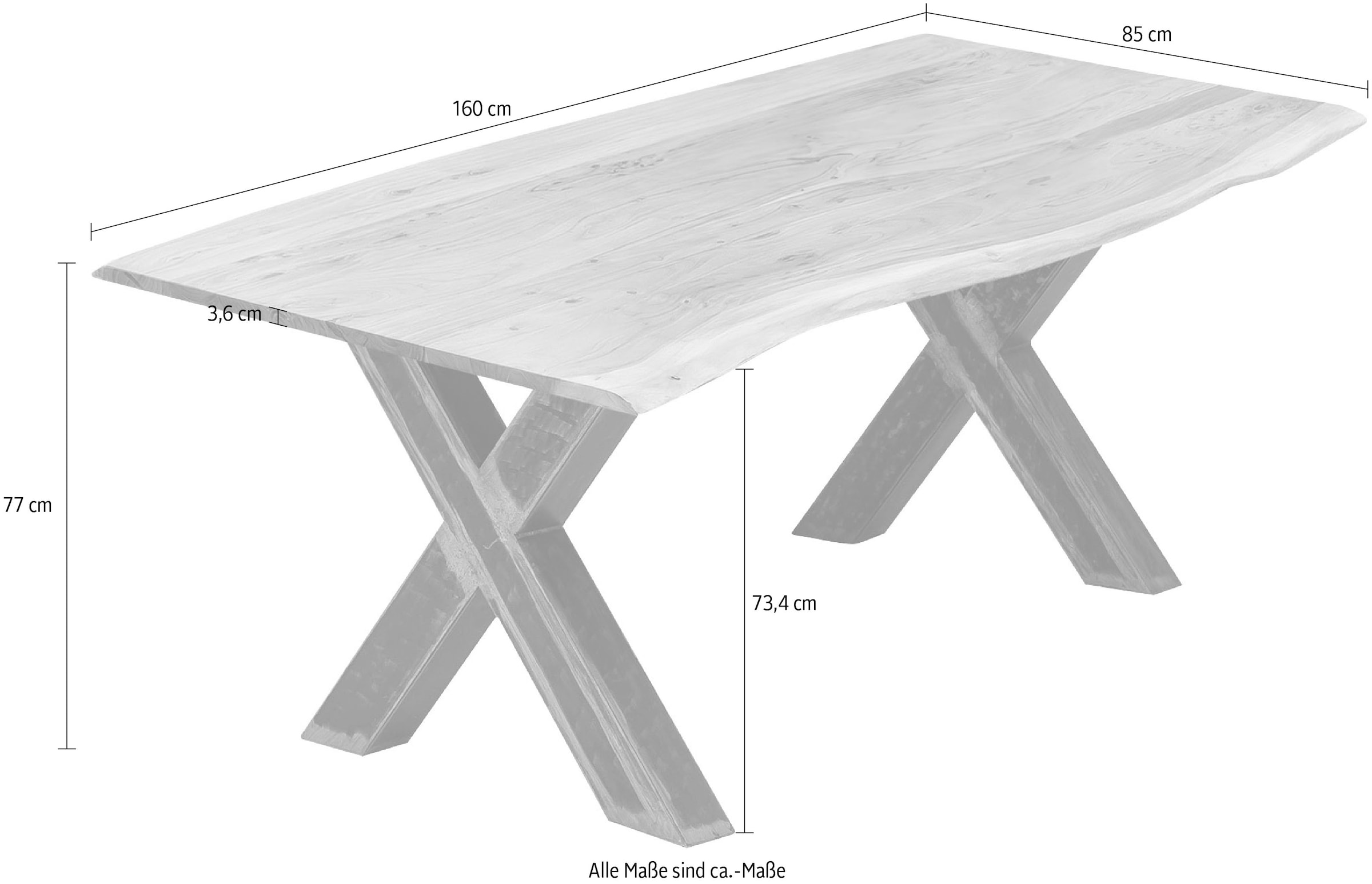 SIT Esstisch mit Baumkante wie gewachsen