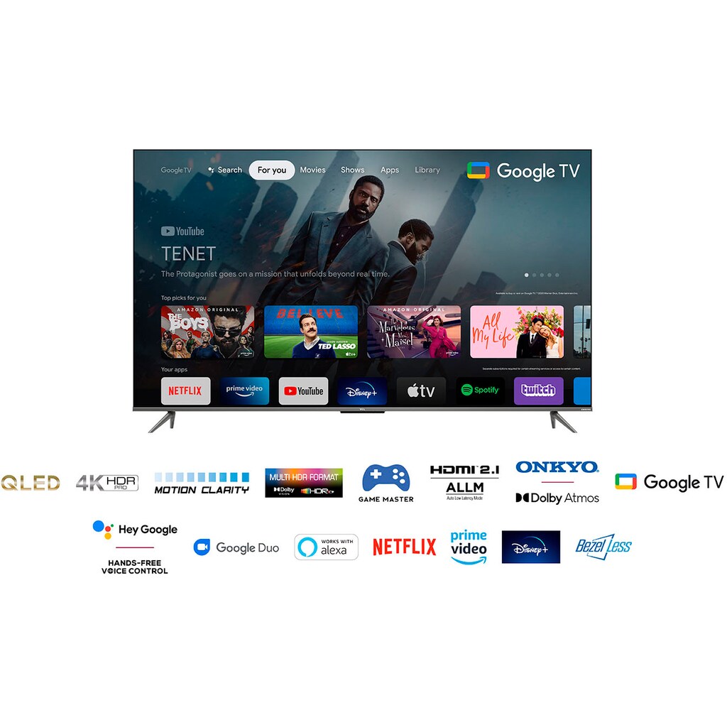 TCL QLED-Fernseher »50C631X2«, 126 cm/50 Zoll, 4K Ultra HD, Smart-TV-Google TV