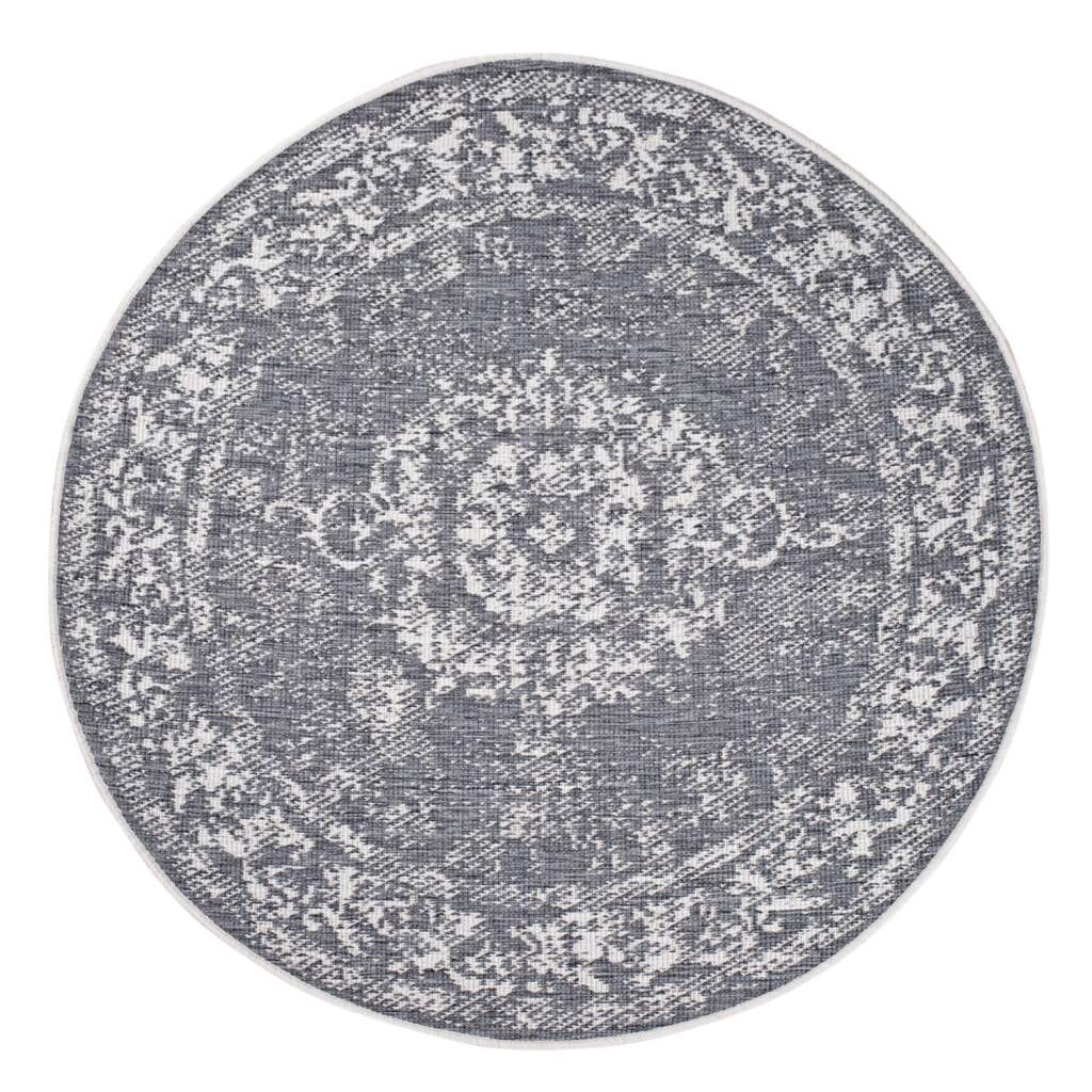 Carpet City Outdoorteppich »DUO RUG 5577«, rund, 5 mm Höhe, Wendeteppich Wetterfest In- & Outdoor, Balkon, Terrasse, Wohnzimmer
