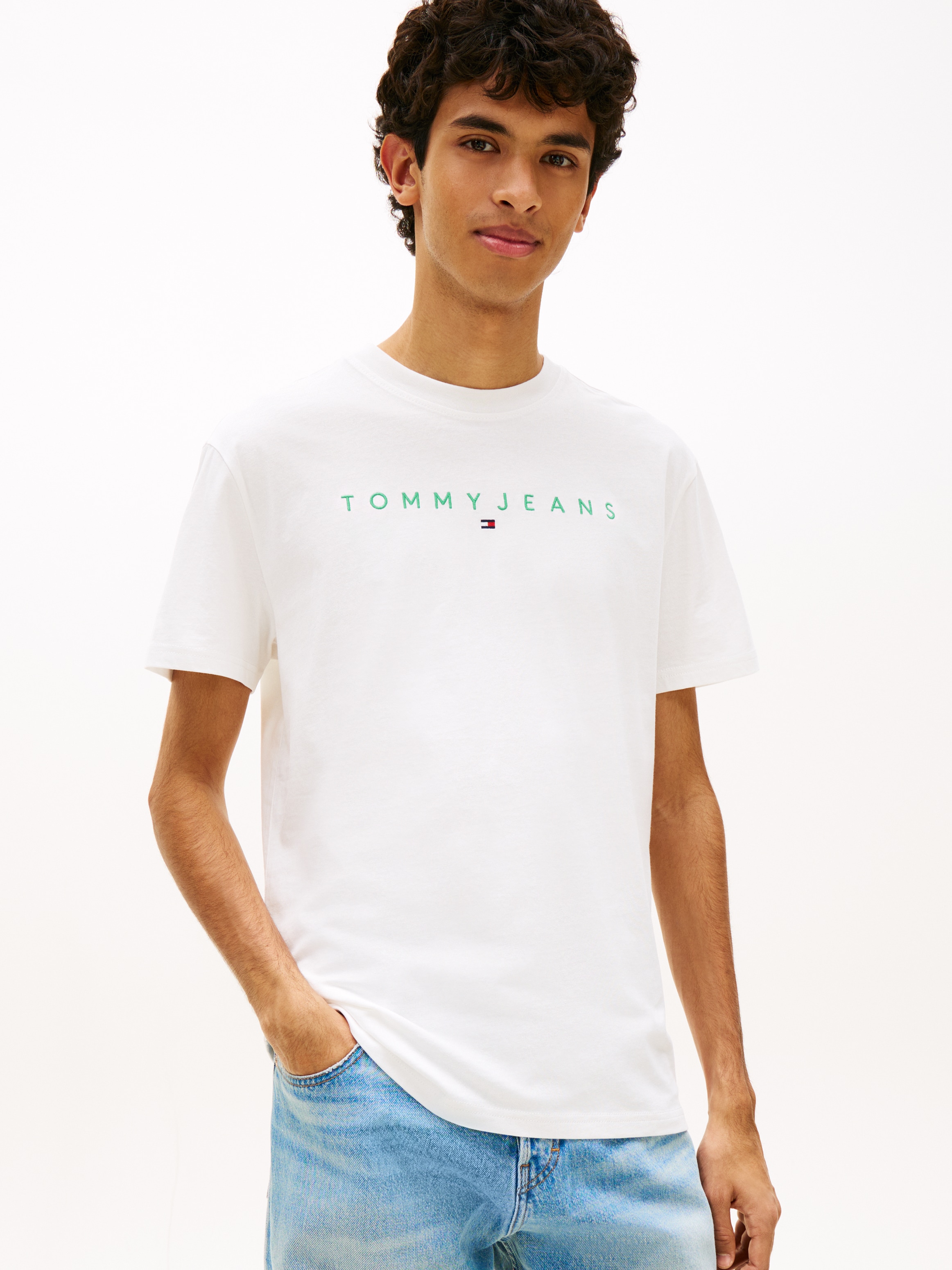 Tommy Jeans T-Shirt »TJM REG LINEAR LOGO TEE EXT« Rundhals, Regular Fit