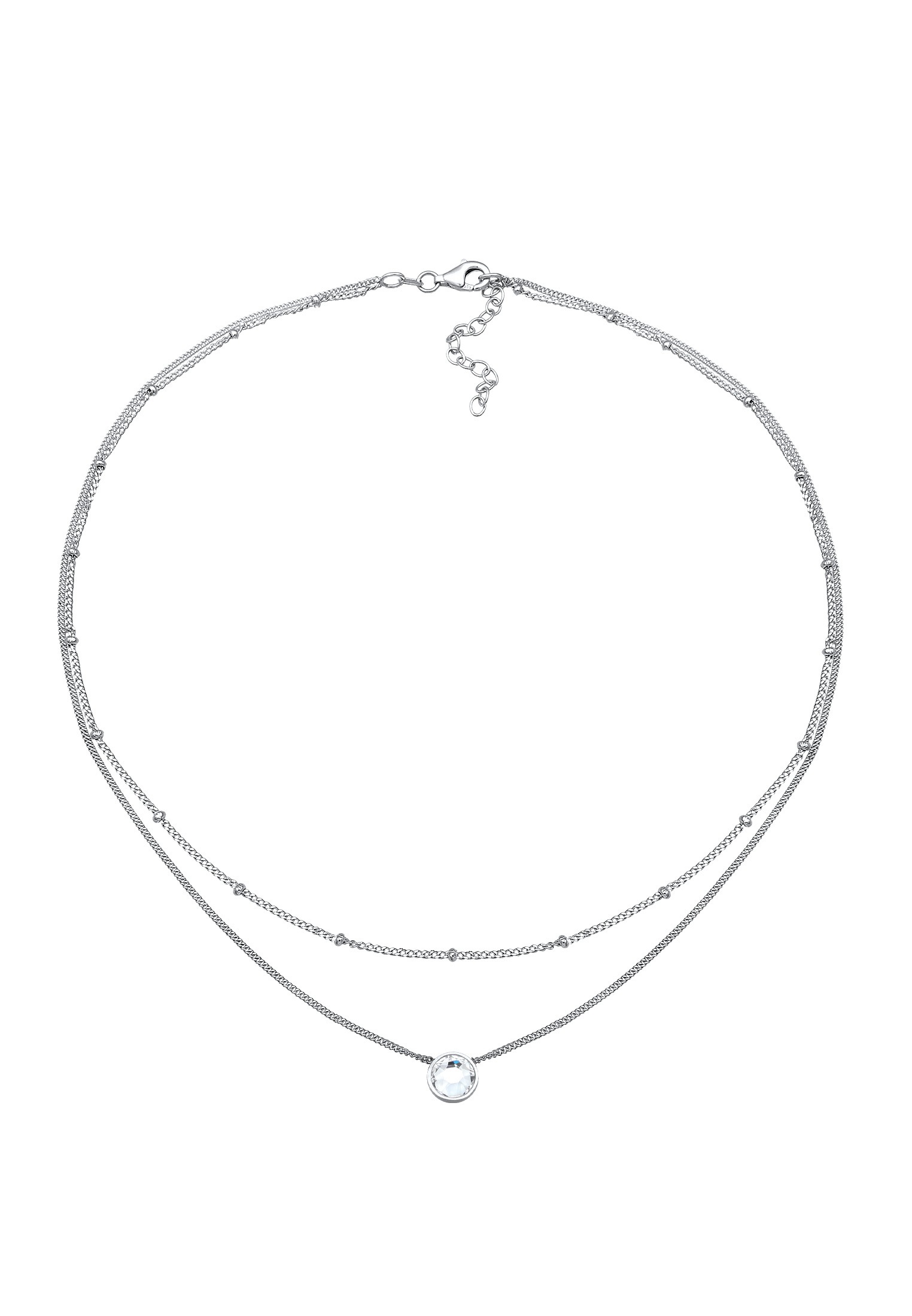 Elli Silberkette »Halskette Choker Layer Kristall Kugelkette 925 Silber«