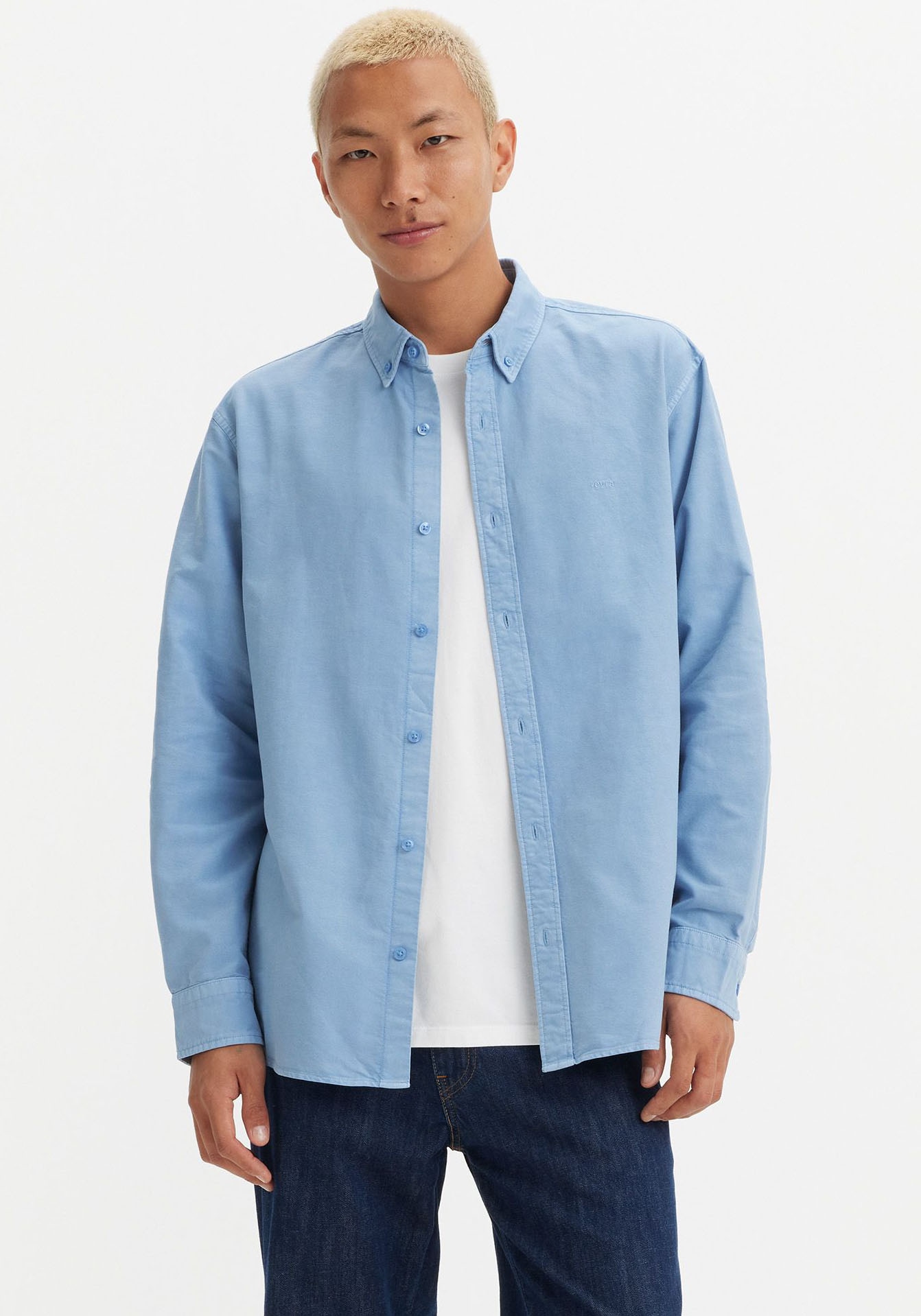 Levi's® Langarmhemd »AUTHENTIC BUTTON DOWN«, mit Ton-in-Ton Logostickerei auf der Brust