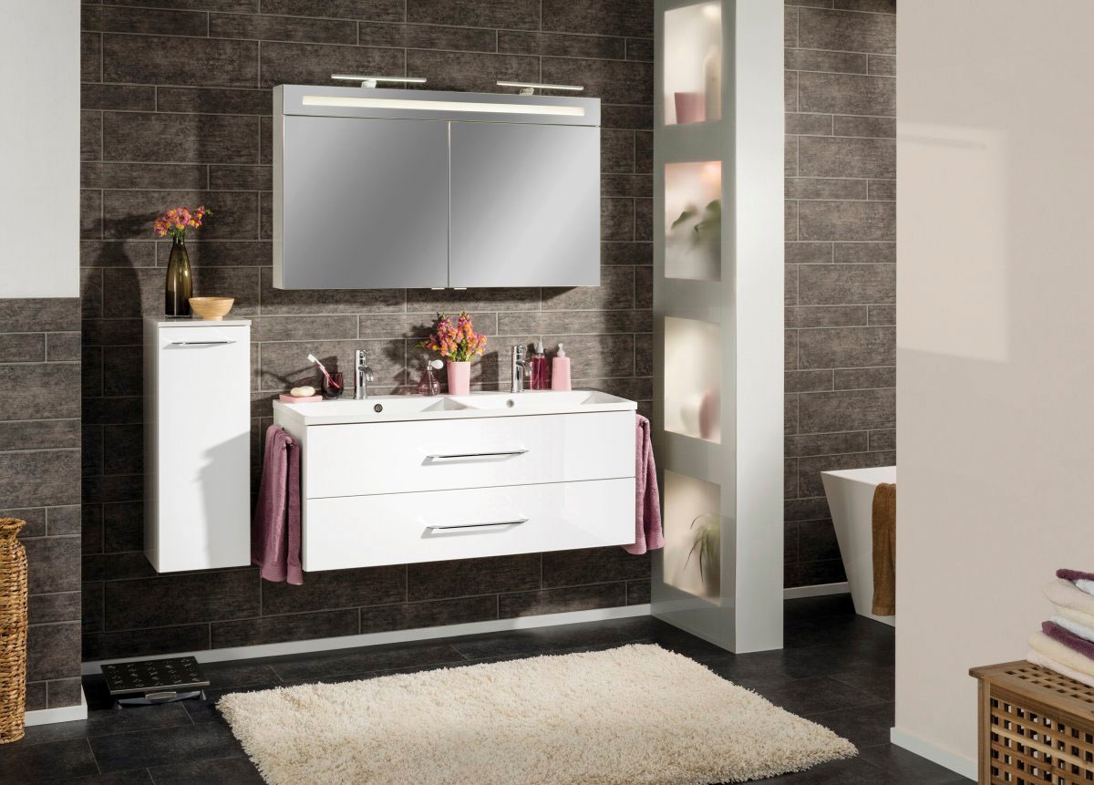 FACKELMANN Spiegelschrank »CL 120 - 120 Garantie Breite XXL 3 online Badmöbel kaufen verspiegelt weiß«, | mit Jahren 2 cm, doppelseitig Türen