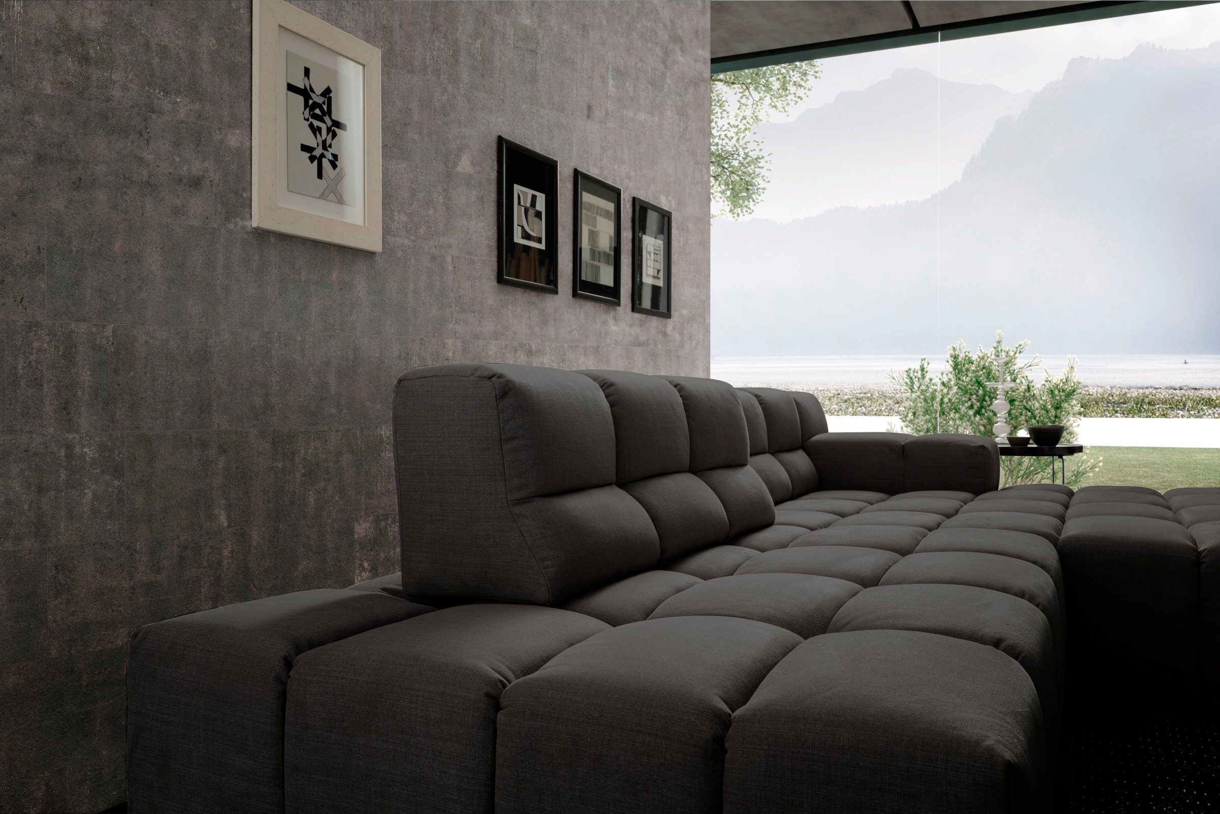 designwerk Ecksofa »Temple, Designsofa trifft hohen Sitzkomfort, L-Form« mit Sitztiefenverstellung