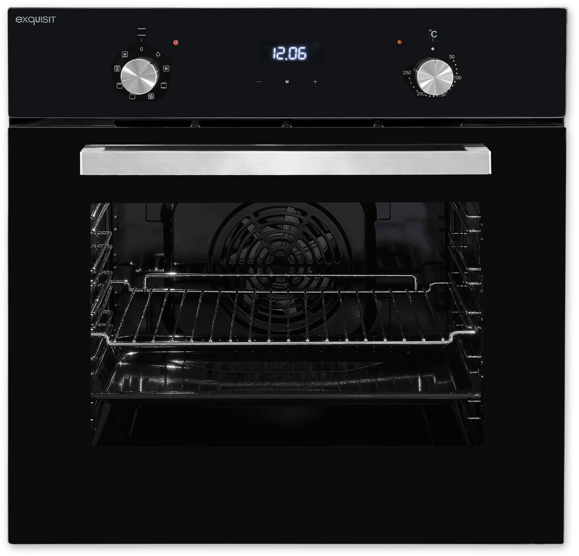 Exquisit EBE 657-2H SW Backofen (59 l, Schwarz, 595 mm breit, A)