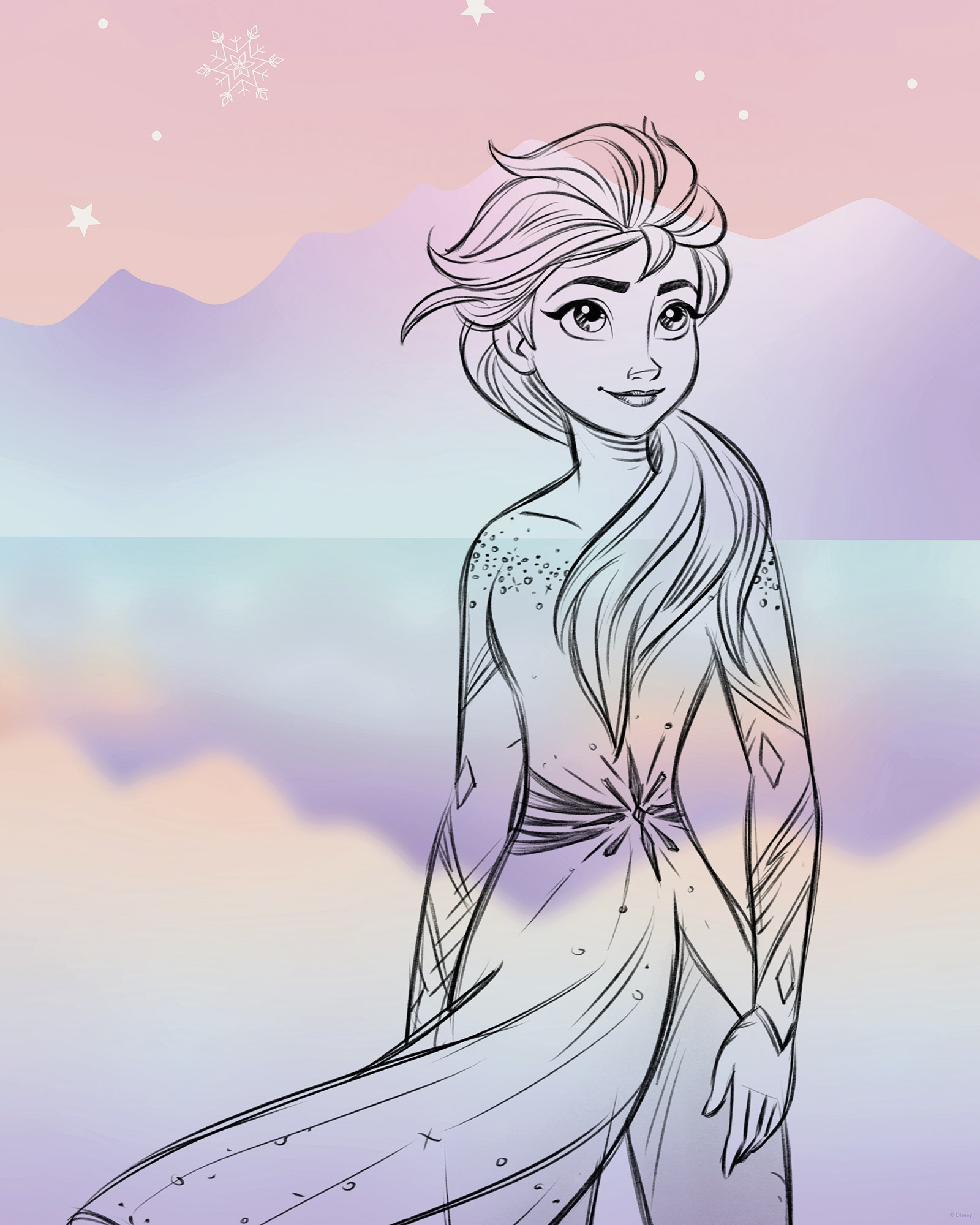 Komar Wandbild »Disney Frozen Pastell Lights« Disney Set, 1 Stk. tlg. 40 x 50 cm (Breite x Höhe) - Kinderzimmer, Dekoration