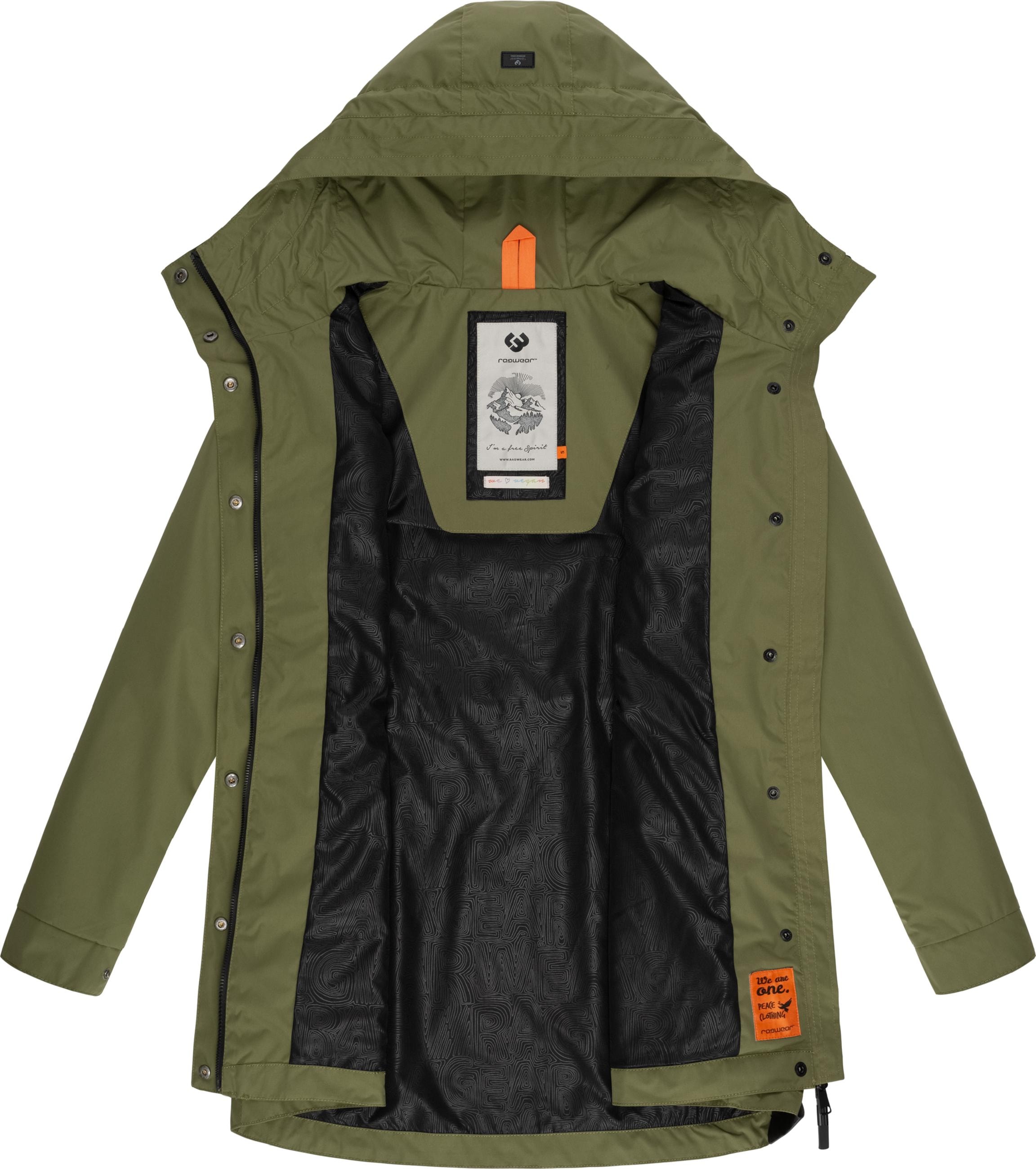 Ragwear Parka »Outdoorjacke Alysa«, mit Kapuze, stylische Damen Übergangsjacke mit Taillenzugband