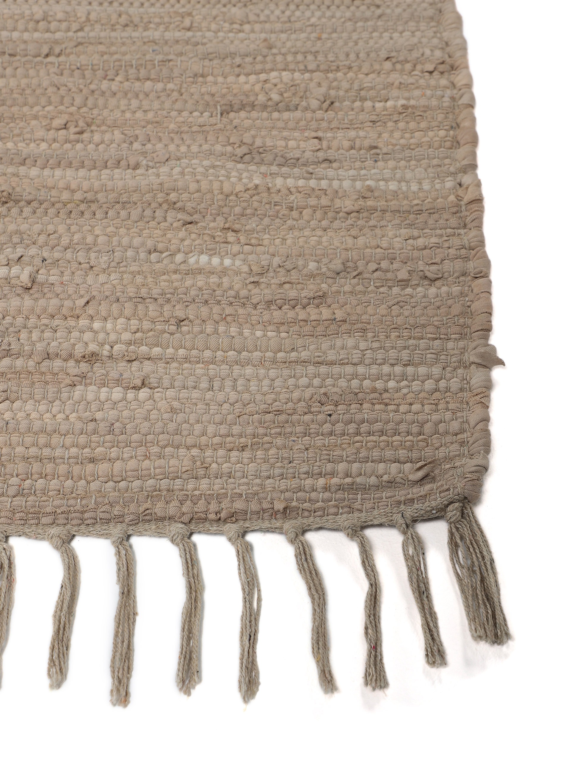 carpetfine Teppich »Kelim Chindi uni, auch als Läufer«, rechteckig, 5 mm Höhe, Wendeteppich, reine Baumwolle, handgewebt, Uni-Farben, mit Fransen