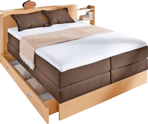 Doppelbett mit Bettkasten aus Holz