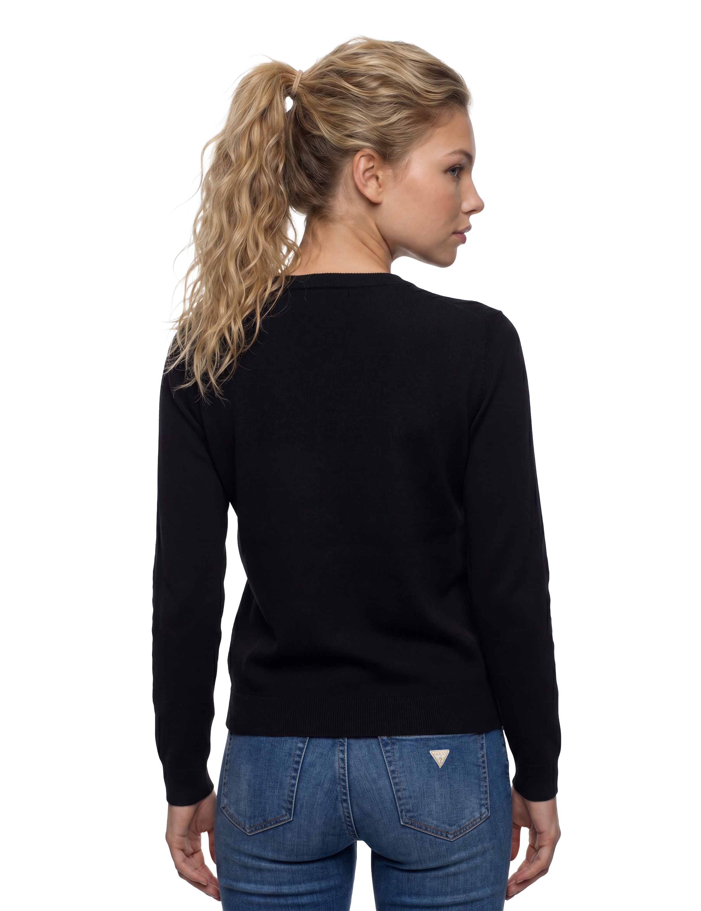 Guess Strickpullover reine Wolle, Regular Fit, Rundhalsausschnitt