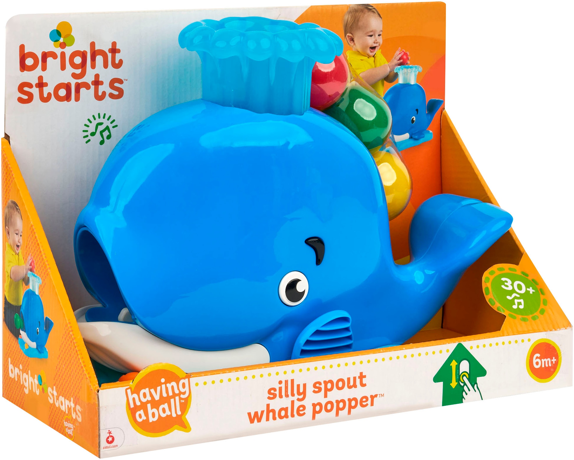 Bright Starts Lernspielzeug »Silly Spout Whale Popper™«, mit Licht und Sound