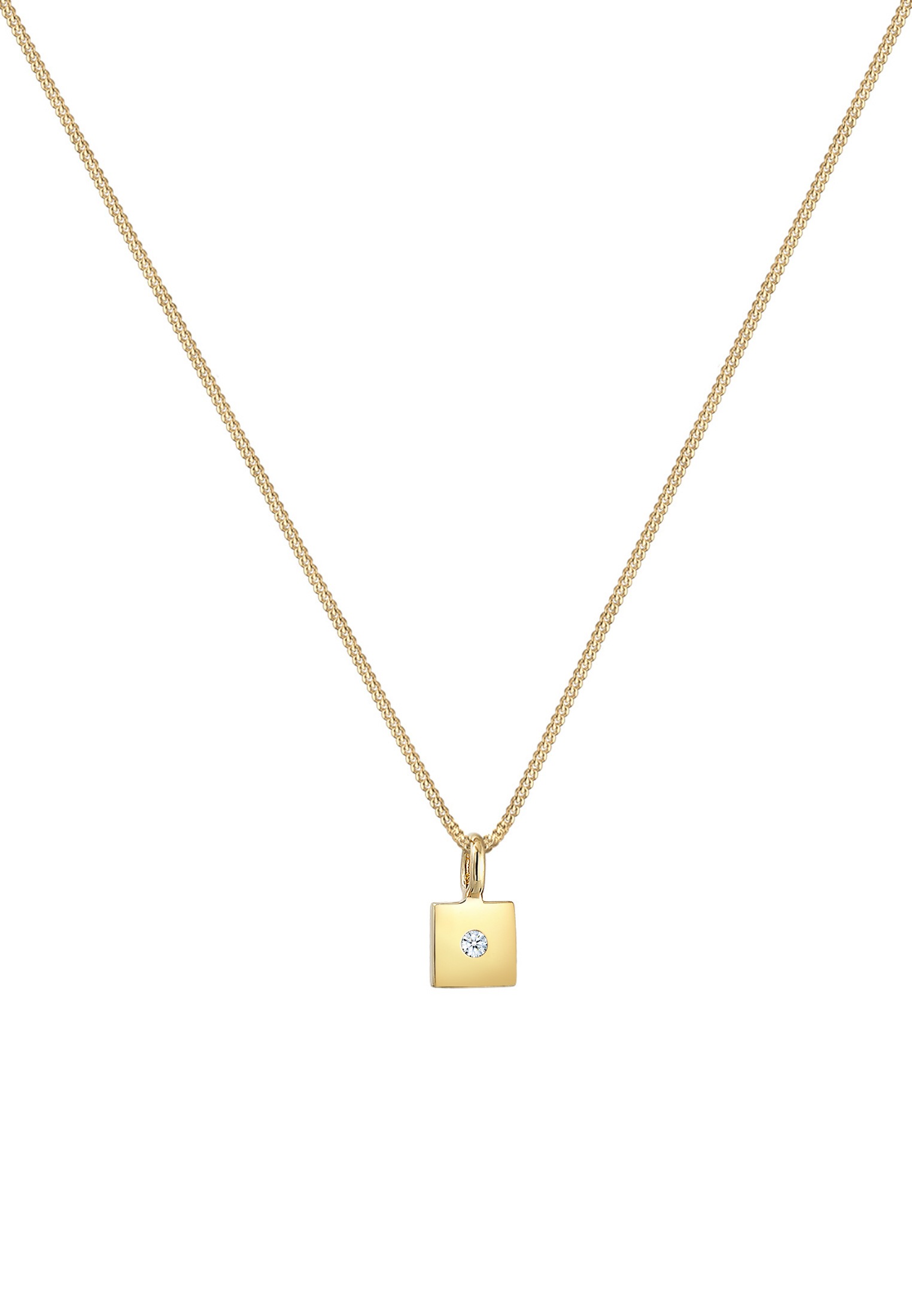 Elli DIAMONDS Silberkette »Halskette Quadrat Diamant (0.015 ct) 585 Gelbgold«