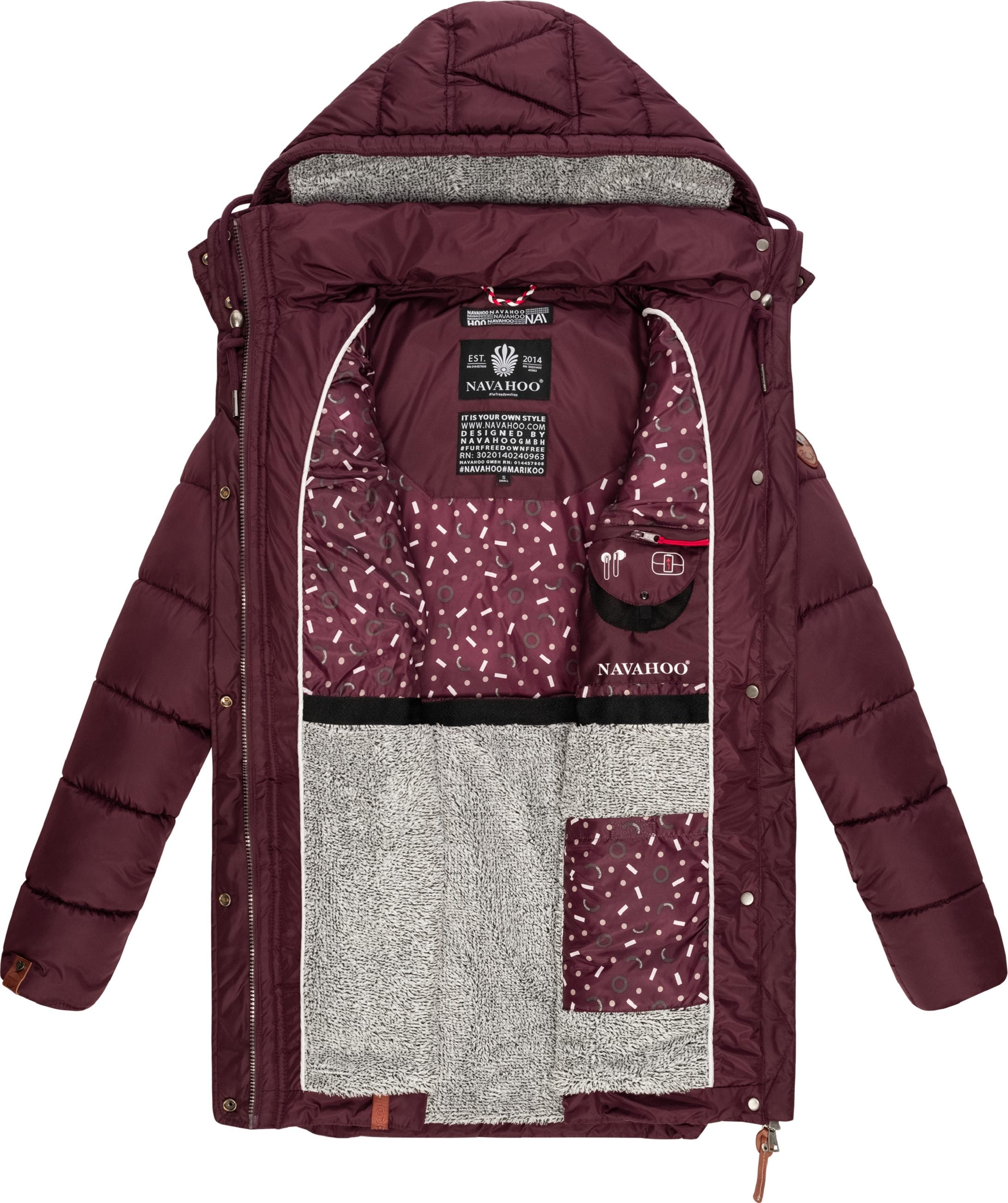 Navahoo Steppmantel »Steppmantel Daliee«, Stylischer Winterparka mit abnehmbarer Kapuze