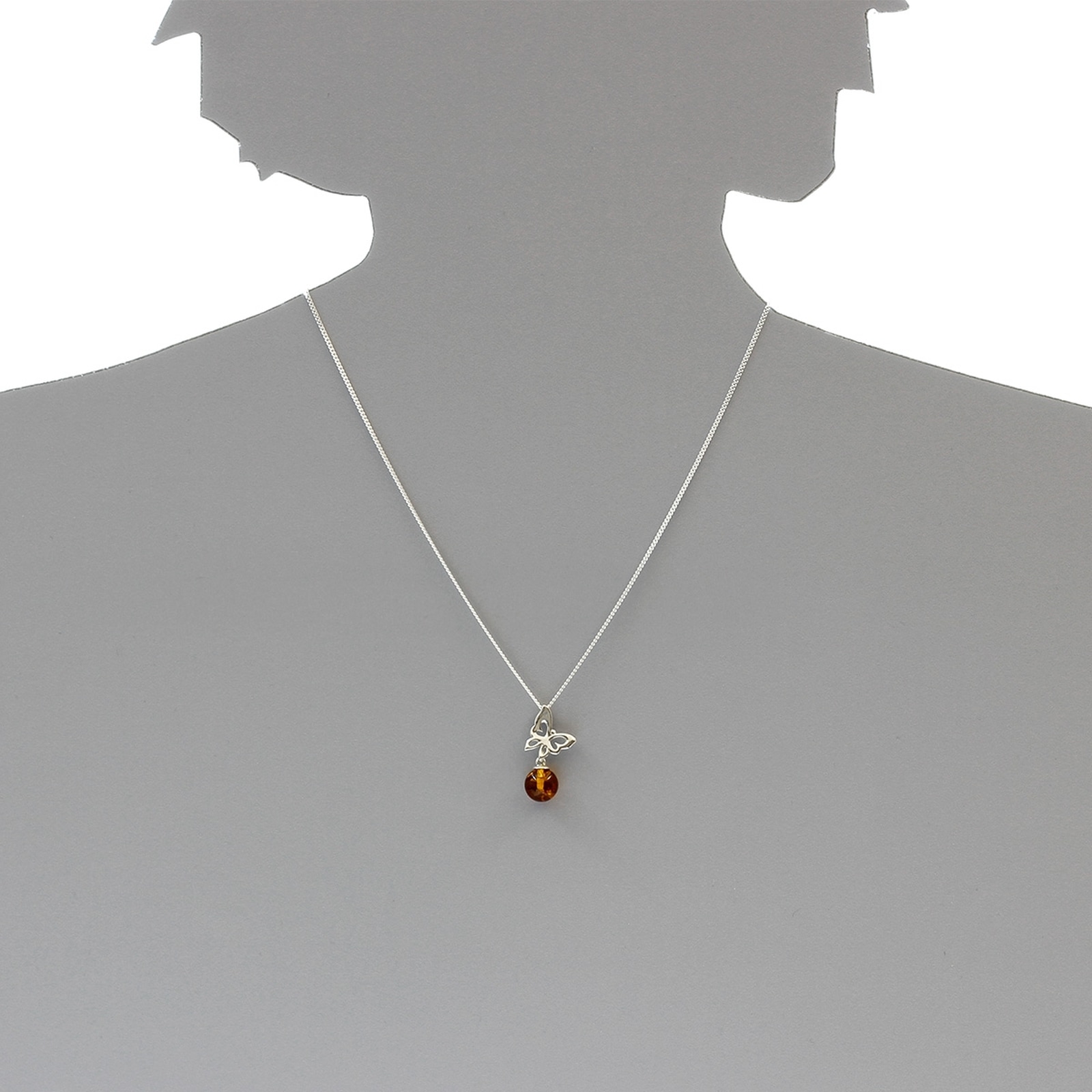 OSTSEE-SCHMUCK Kettenanhänger »- Gleiter-Schmetterling - Silber 925/000 - Bernstein«