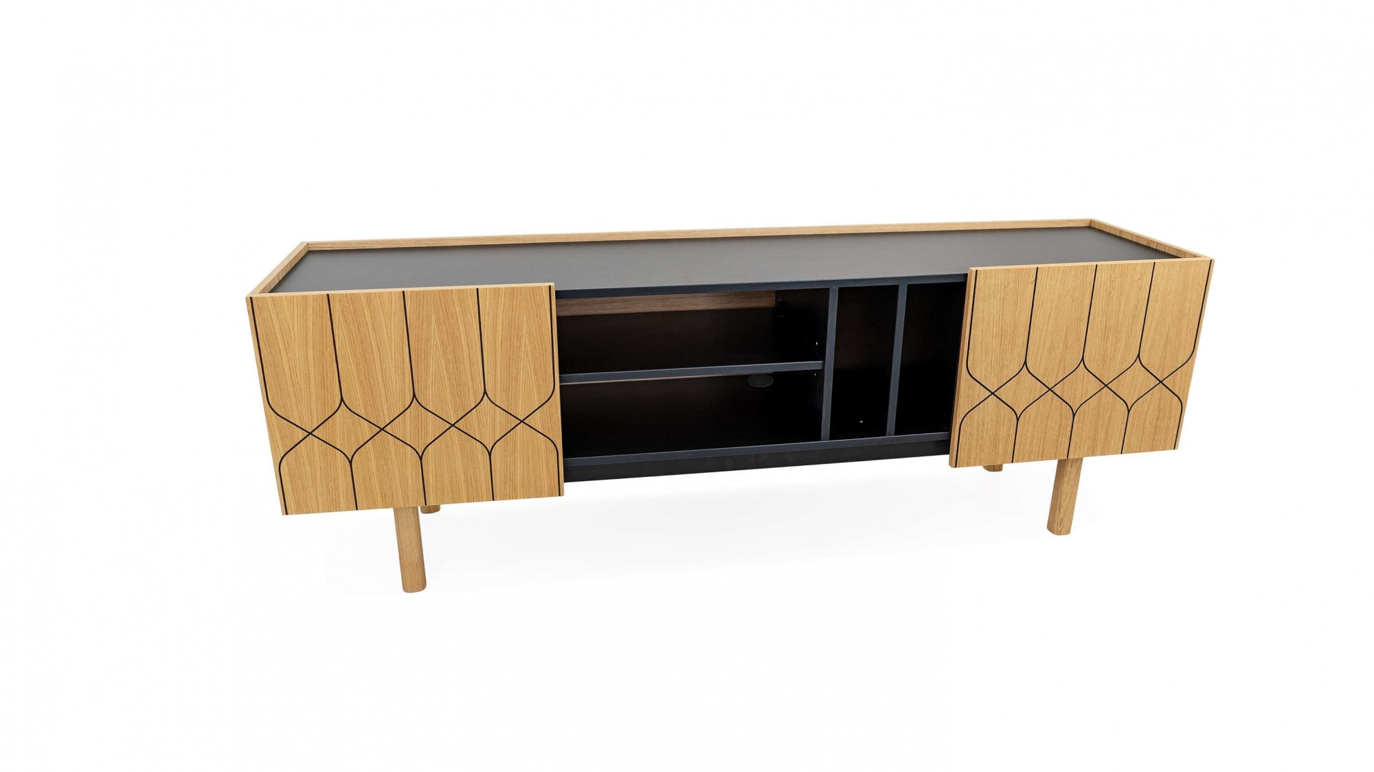 Woodman Sideboard »Porto«, Kommode, dekorative Fräsungen, mit Eichenholzfurnier, Breite 175 cm