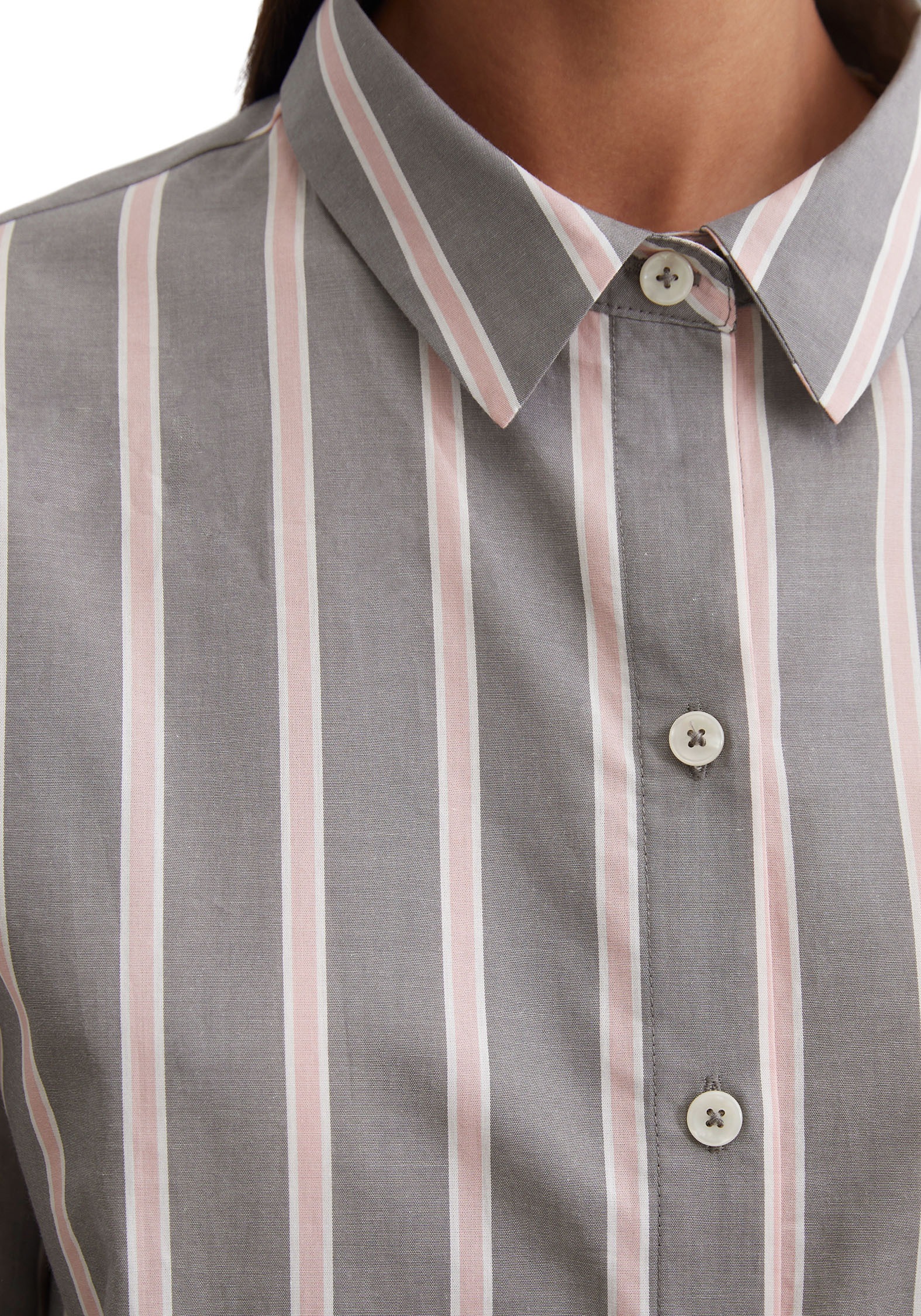 Marc O'Polo Langarmshirt »Mix & Match Woven«, mit Knöpfen in Perlmutt-Optik