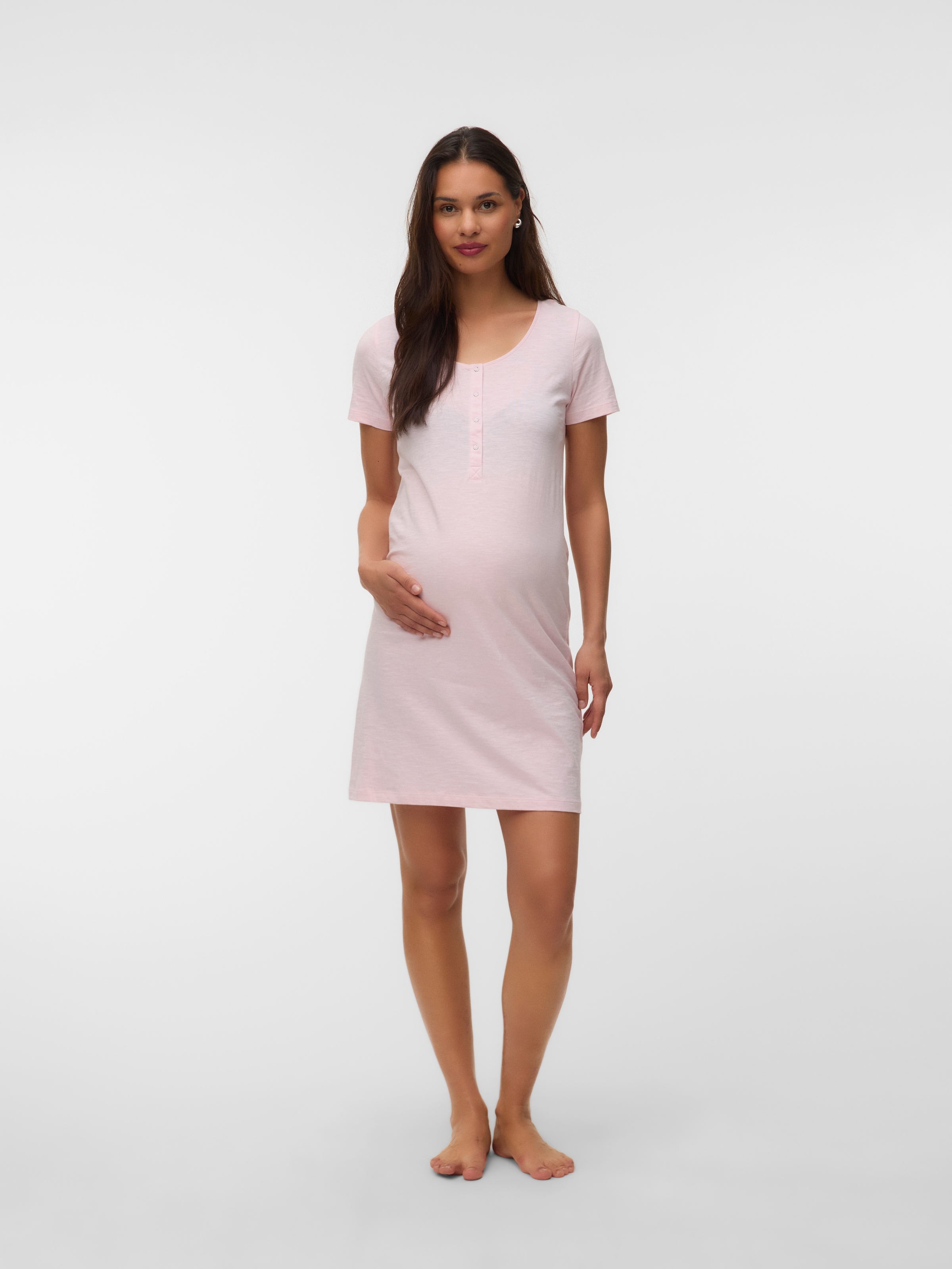 Mamalicious Umstandsnachthemd »MLMIRA JRS NIGHTGOWN 2F 2-P NOOS« Packung, 2 tlg. aus Baumwollmischung, knielanger Schnitt, mit Rundhalsausschnitt