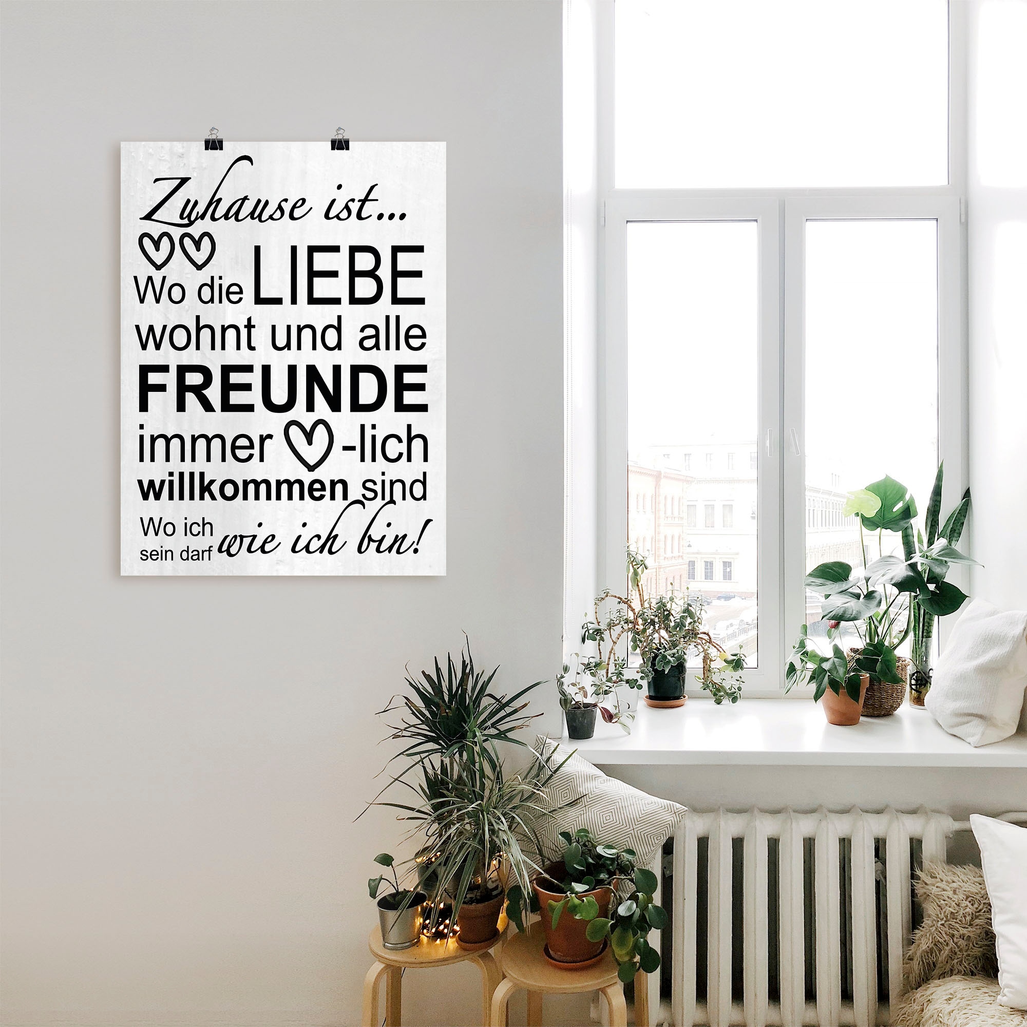 Artland Wandbild »Wo die Liebe wohnt« Sprüche & Texte 1 Stk. tlg. als Alubild, Outdoorbild, Leinwandbild, Poster, Wandaufkleber