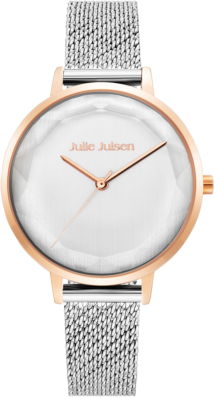 Julie Julsen Quarzuhr »Beauty Rosé Silver, JJW1176RGSME-SET«, (Set, 2 tlg., Geschenkset - Uhr mit Spiegel), ideal auch als Geschenk