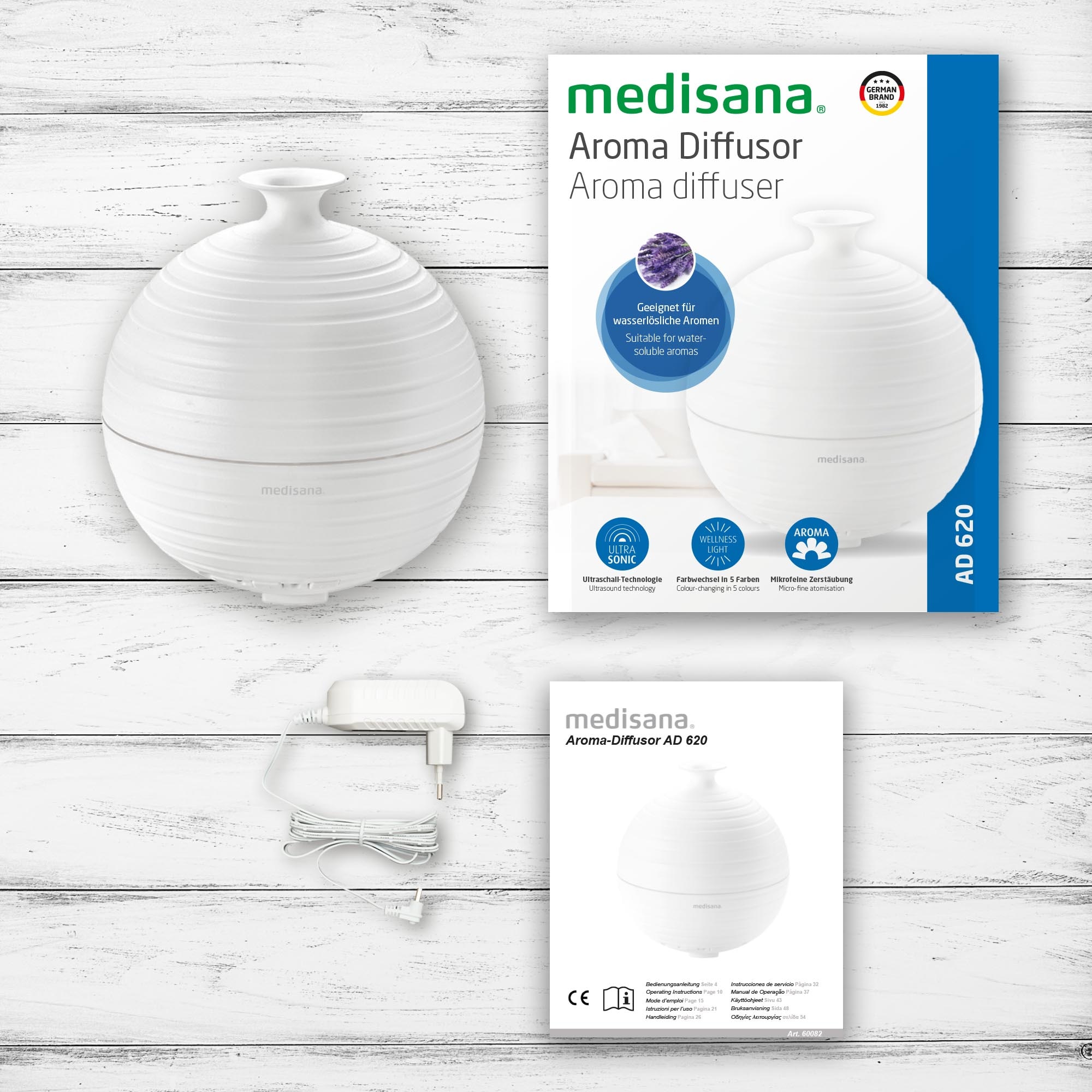 Medisana Diffuser »AD 620 Aroma Diffuser«, 0,3 l Wassertank, für Duftöle, Ultraschall-Technologie, 5 Wellnesslichter, Timerfunktion