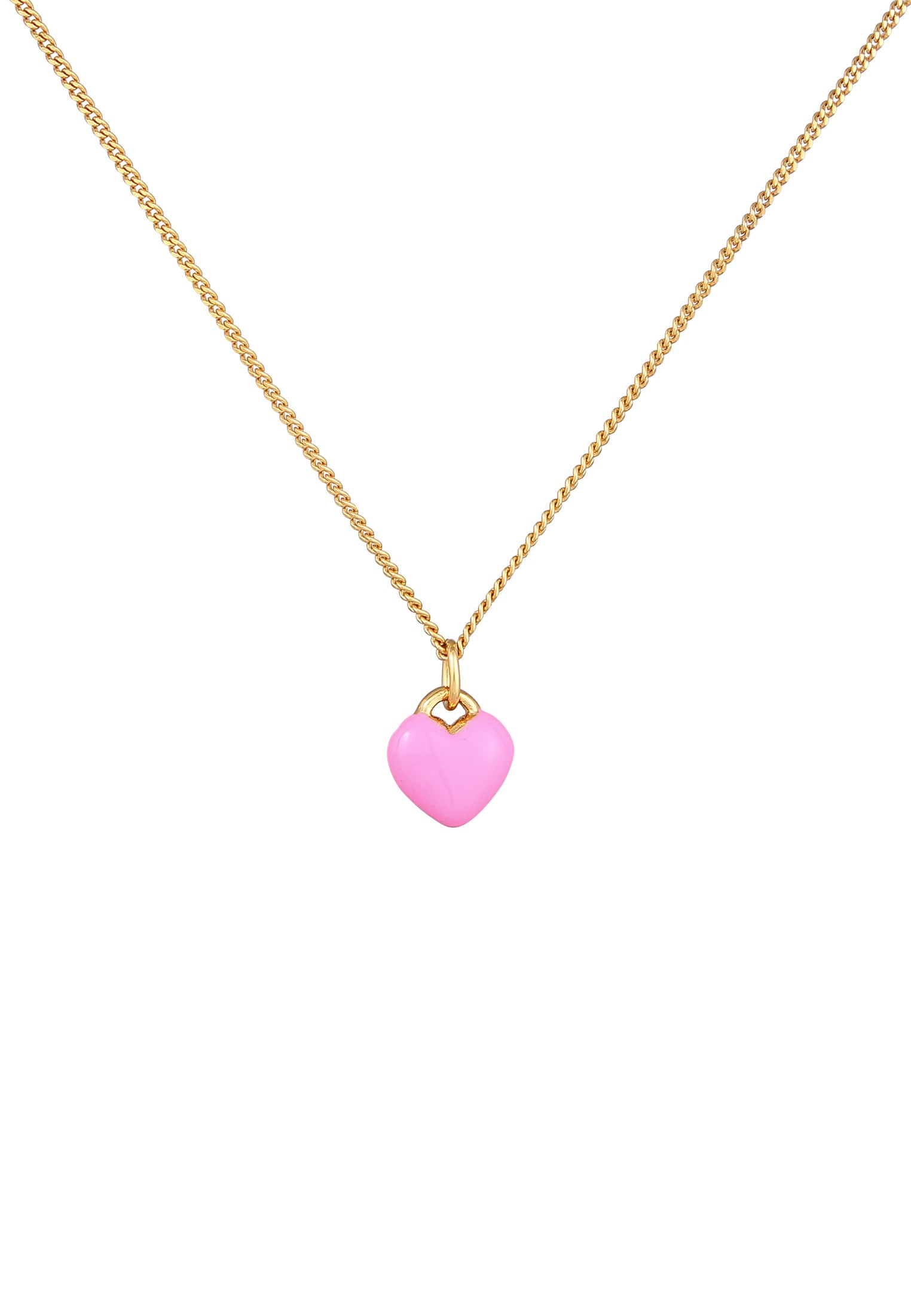Elli Silberkette »Halskette Mädchen Herz Rosa Emaille 925 Silber«