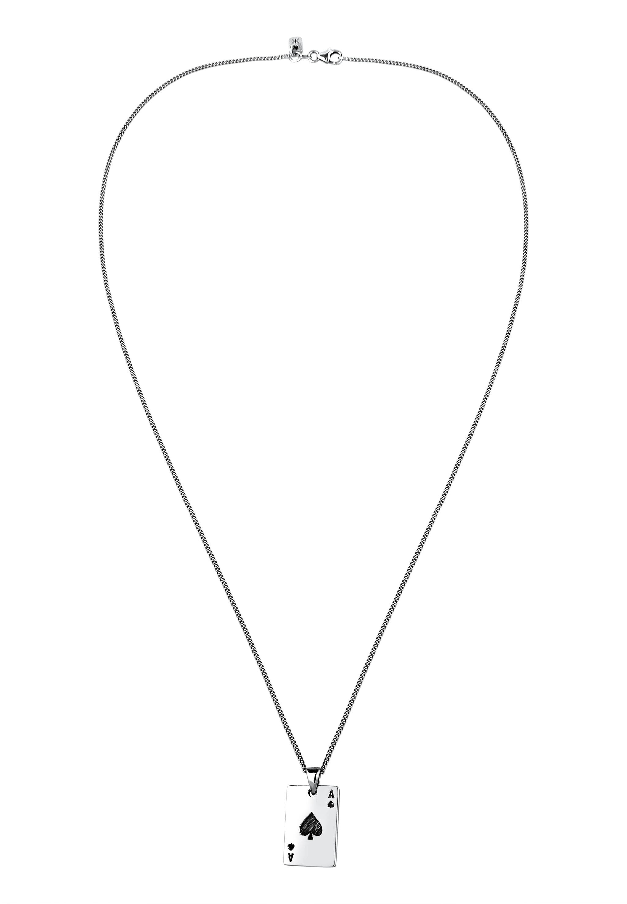 Kuzzoi Kette mit Anhänger »Halskette Anhänger Karte Pik-Ass 925 Sterling Silber«