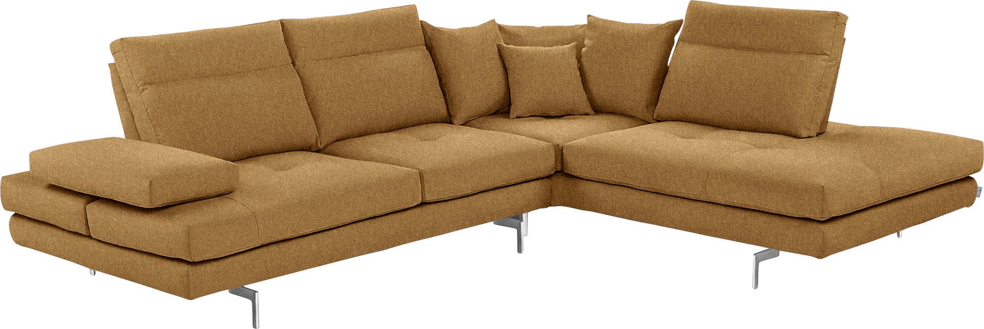 CALIA ITALIA Ecksofa »Toby Wing, L-Form, Designsofa mit sensationellem Sitzkomfort«, Sitztiefenverstell.,wahlw. mit Kissen-Set, Füße chrom glänzend