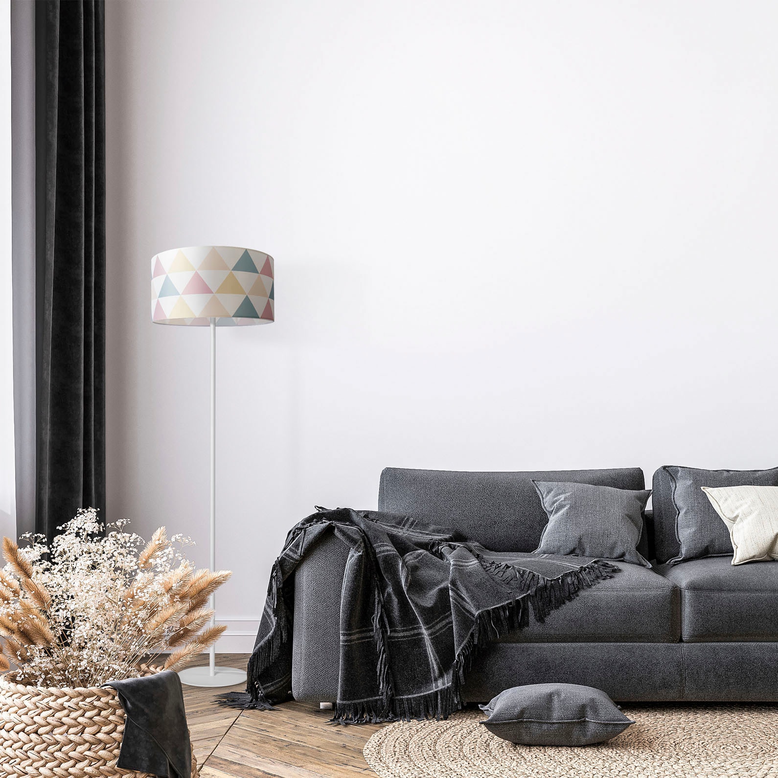 Paco Home Stehlampe »Luca Dreieck XXL 3 Standleuchte Delta«, online Bunt Stoffschirm Wohnzimmer Garantie kaufen Stehlampe mit Jahren | Textil