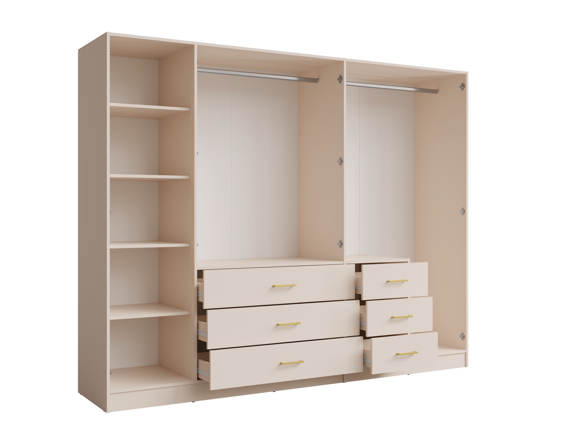 Home affaire Kleiderschrank »KOS Garderobe mit 6 Schubladen, Kleiderstange, 5 Einlegeböden, Spiegel«