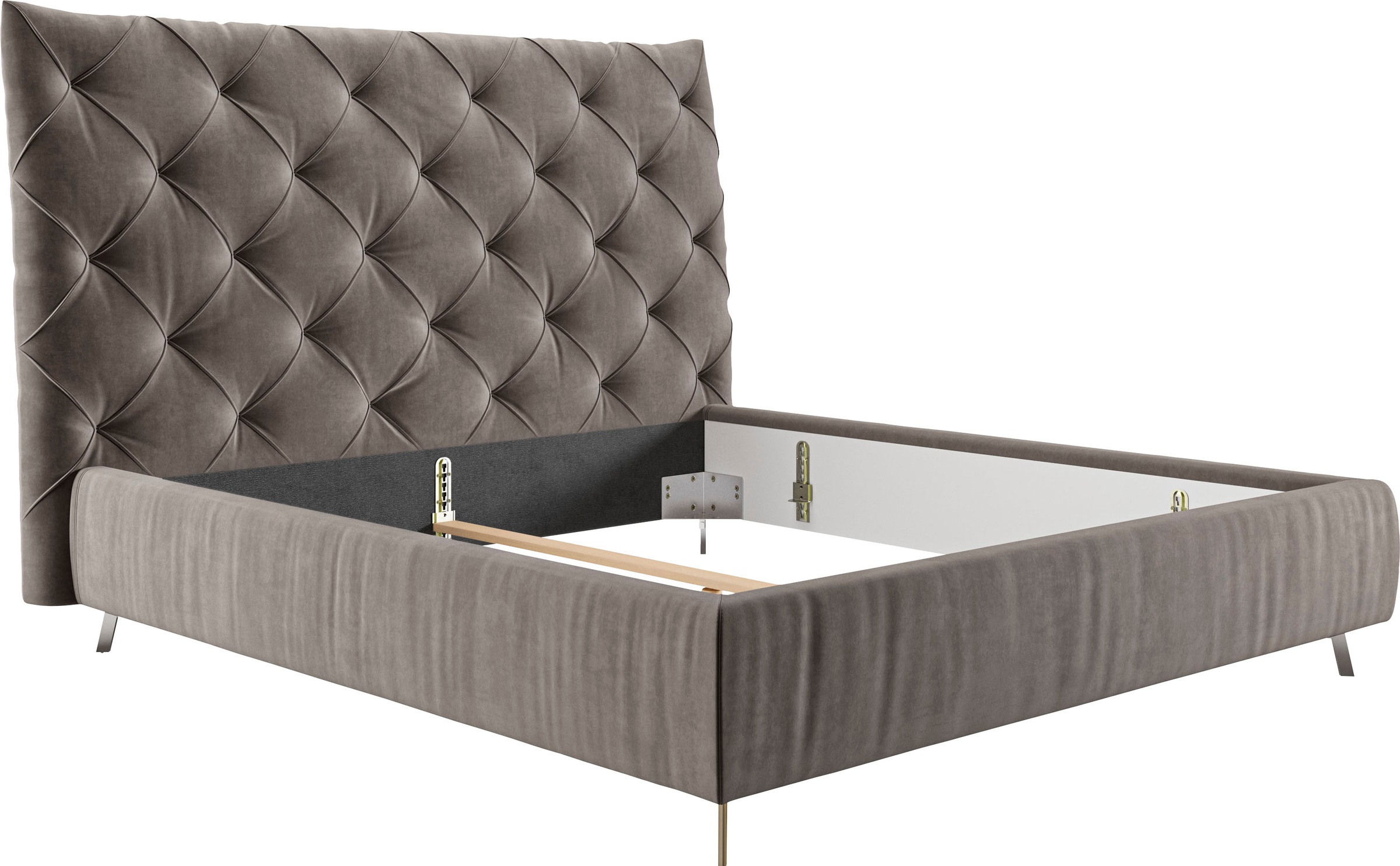 PLACES OF STYLE Polsterbett »Elloree, in 4 Breiten, hinten mit Originalstoff bezogen, auch in Leder« Kopfteilhöhe 143cm, belastbar bis 280 kg, auch in Überlänge 220cm