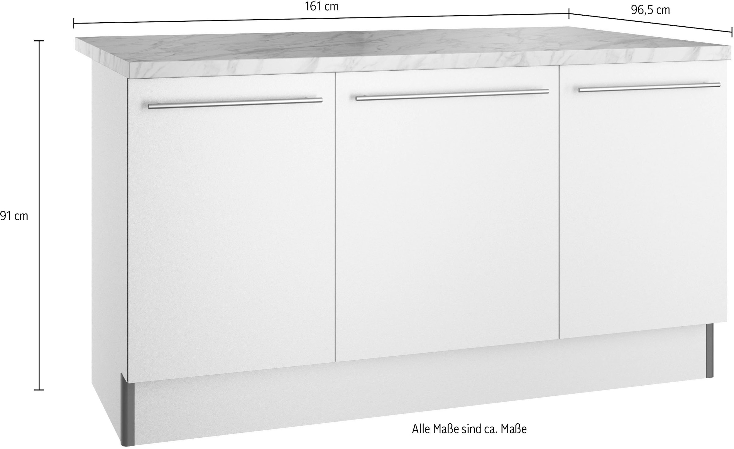 OPTIFIT Kücheninsel »Bern2«, Stellmaße 161 x 96,5 cm, mit durchgehender Arbeitsplatte als Theke