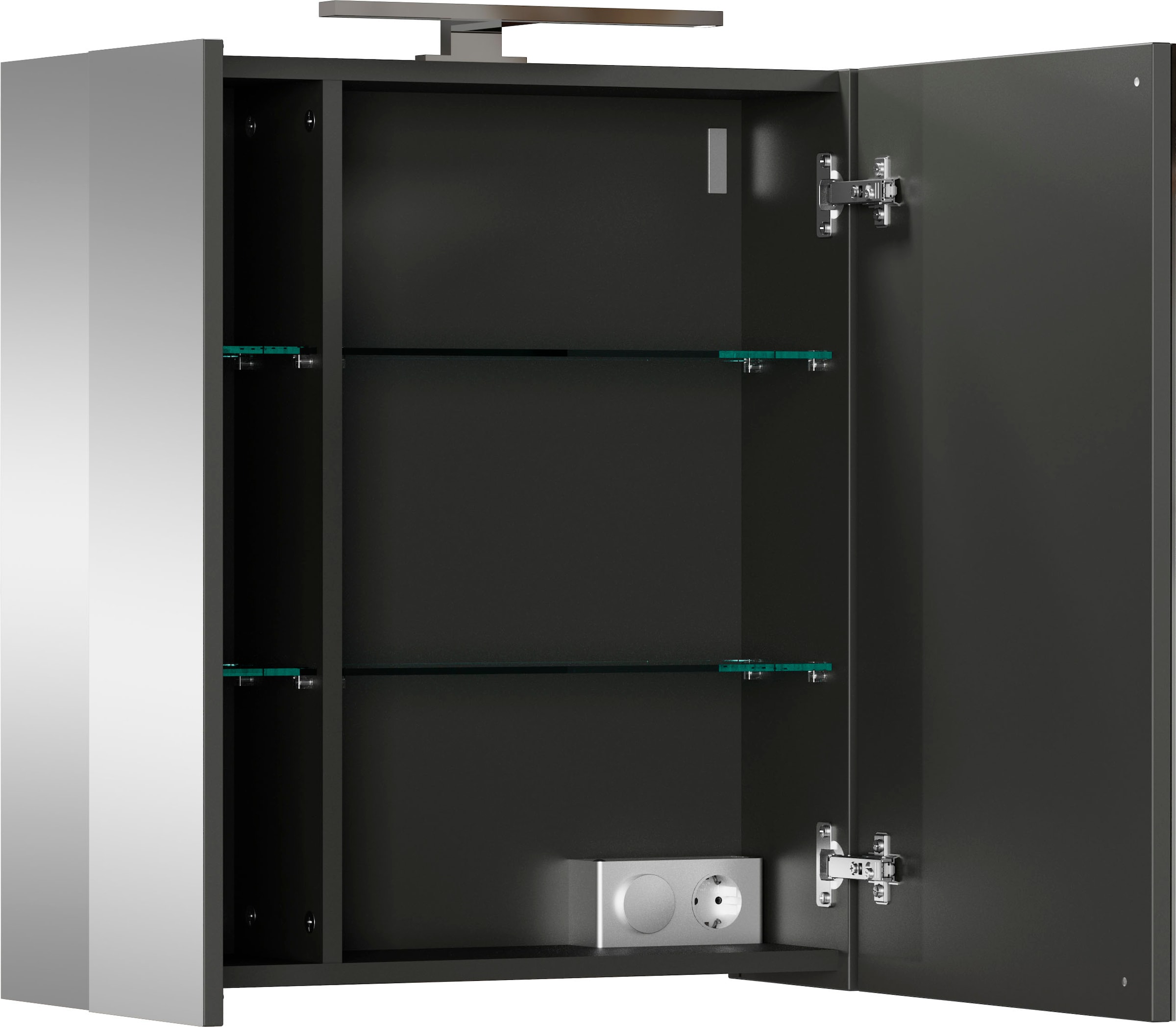 GERMANIA Spiegelschrank »Spiegelschrank« 1 Stk. tlg. 2-türiger Spiegelschrank mit LED-Beleuchtung und Steckdose
