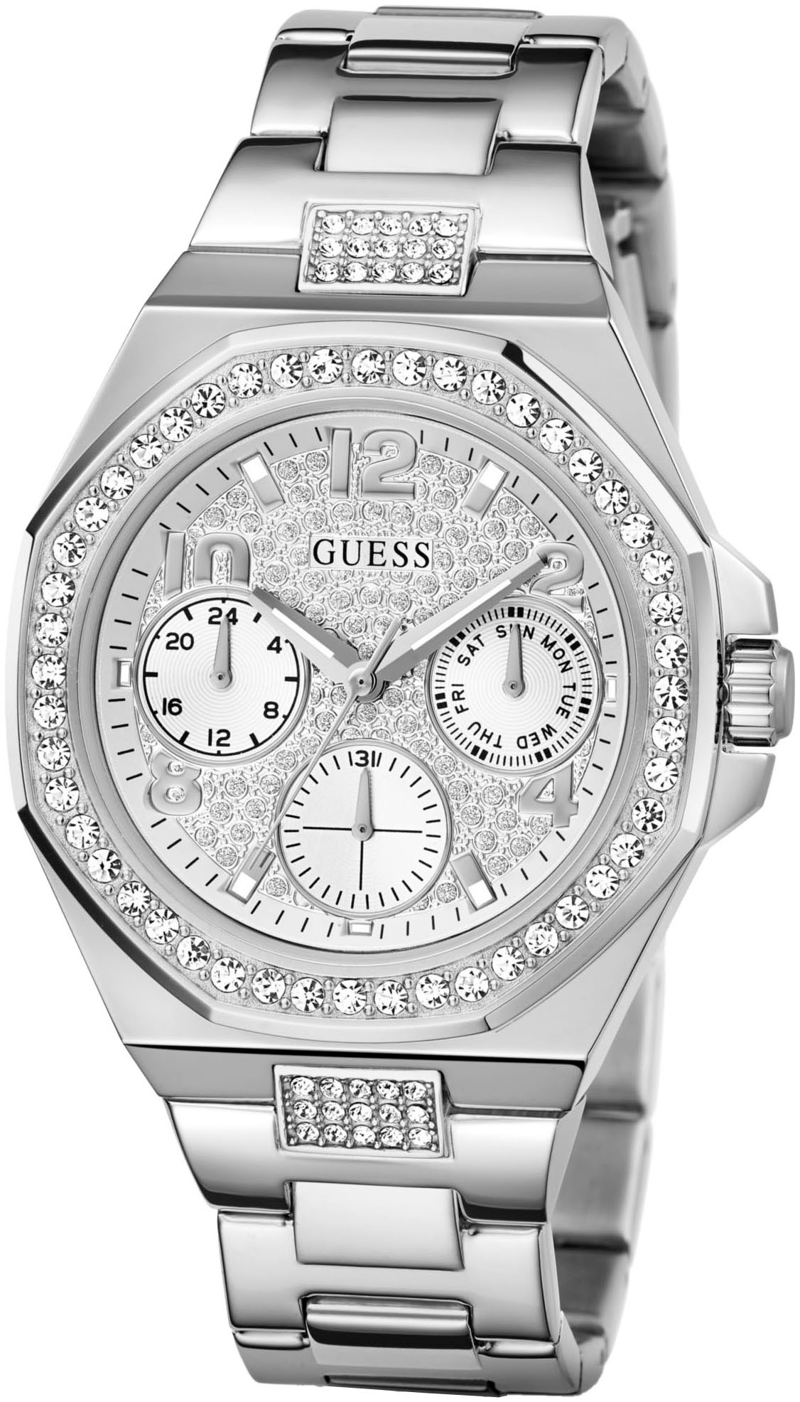 Guess Multifunktionsuhr »LADY EMPIRE«, Quarzuhr, Armbanduhr, Damenuhr, Datum, 12/24-Std.-Anzeige