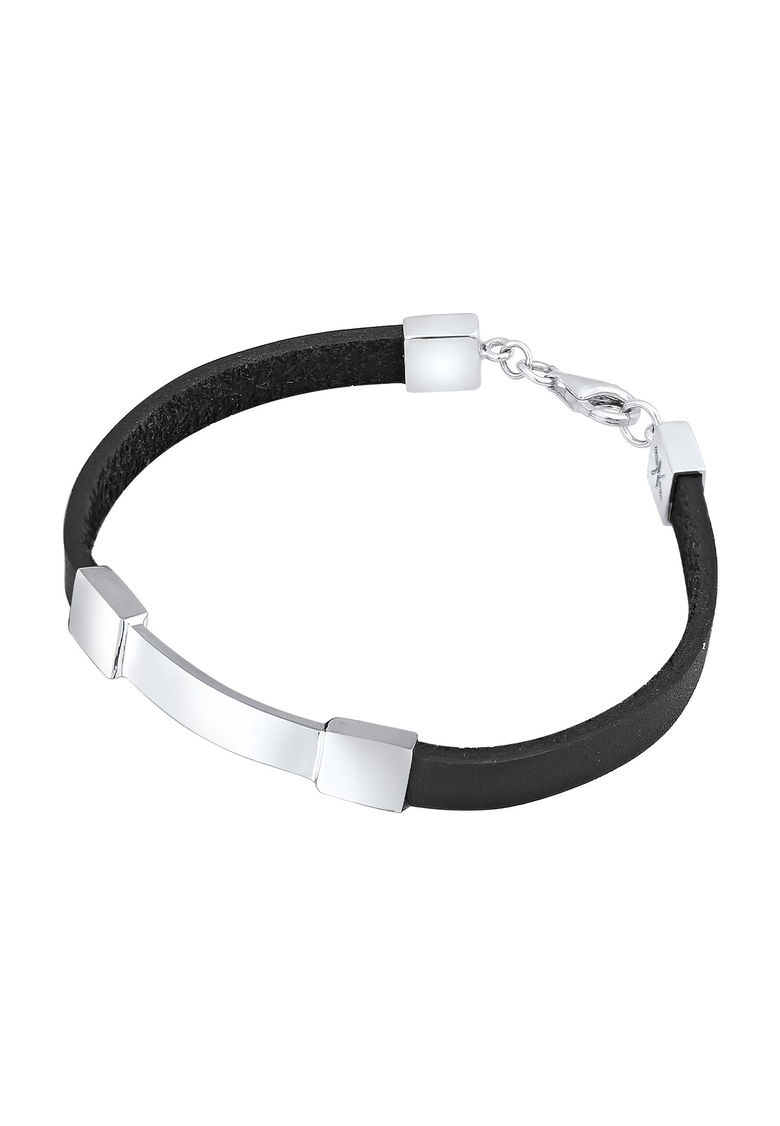 Kuzzoi Lederarmband »Armband Herren Leder Schild Platte Elegant 925er Silber«
