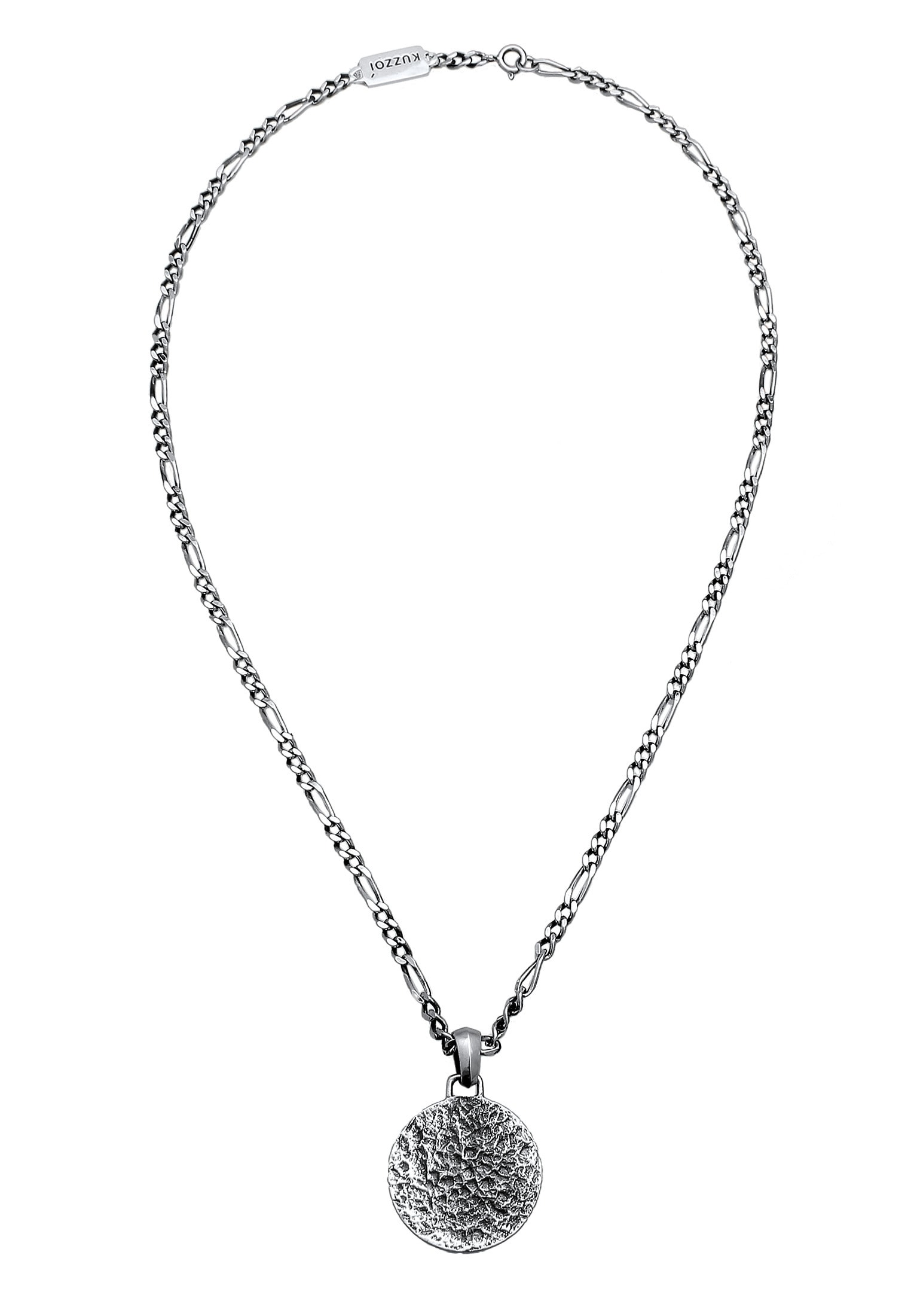 Kuzzoi Lange Kette »Halskette Herren Coin Münze Strukturiert 925er Silber«